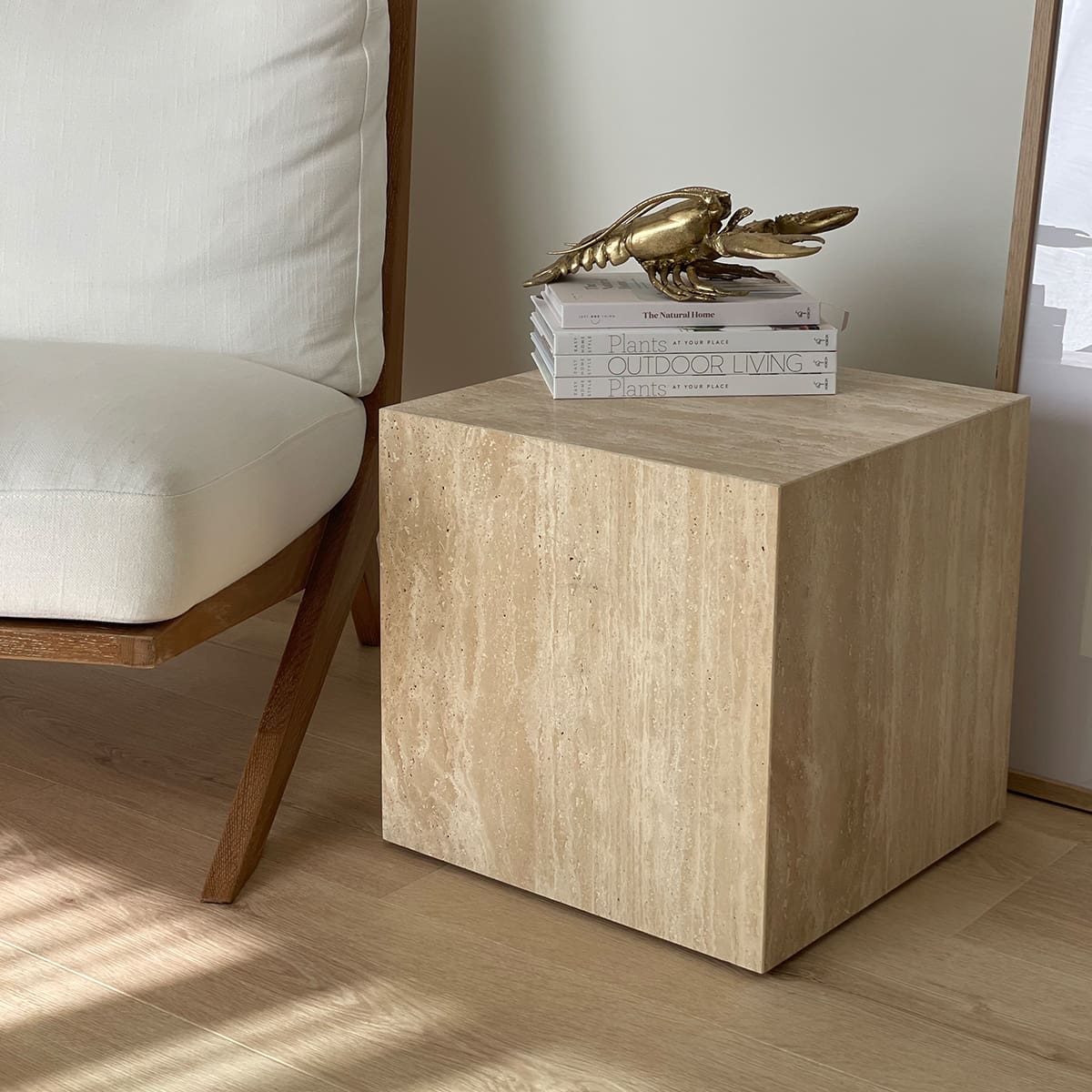 Cube Side Table - Travertine natural stone furniture New Zealand - Natural Stone Co