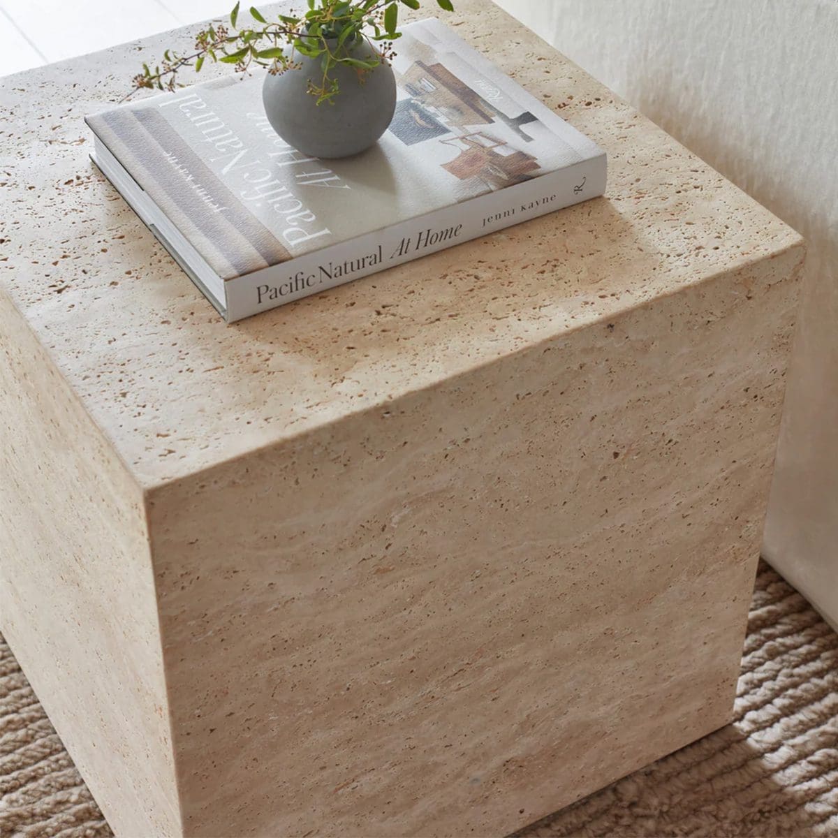 Cube Side Table - Travertine natural stone furniture New Zealand - Natural Stone Co