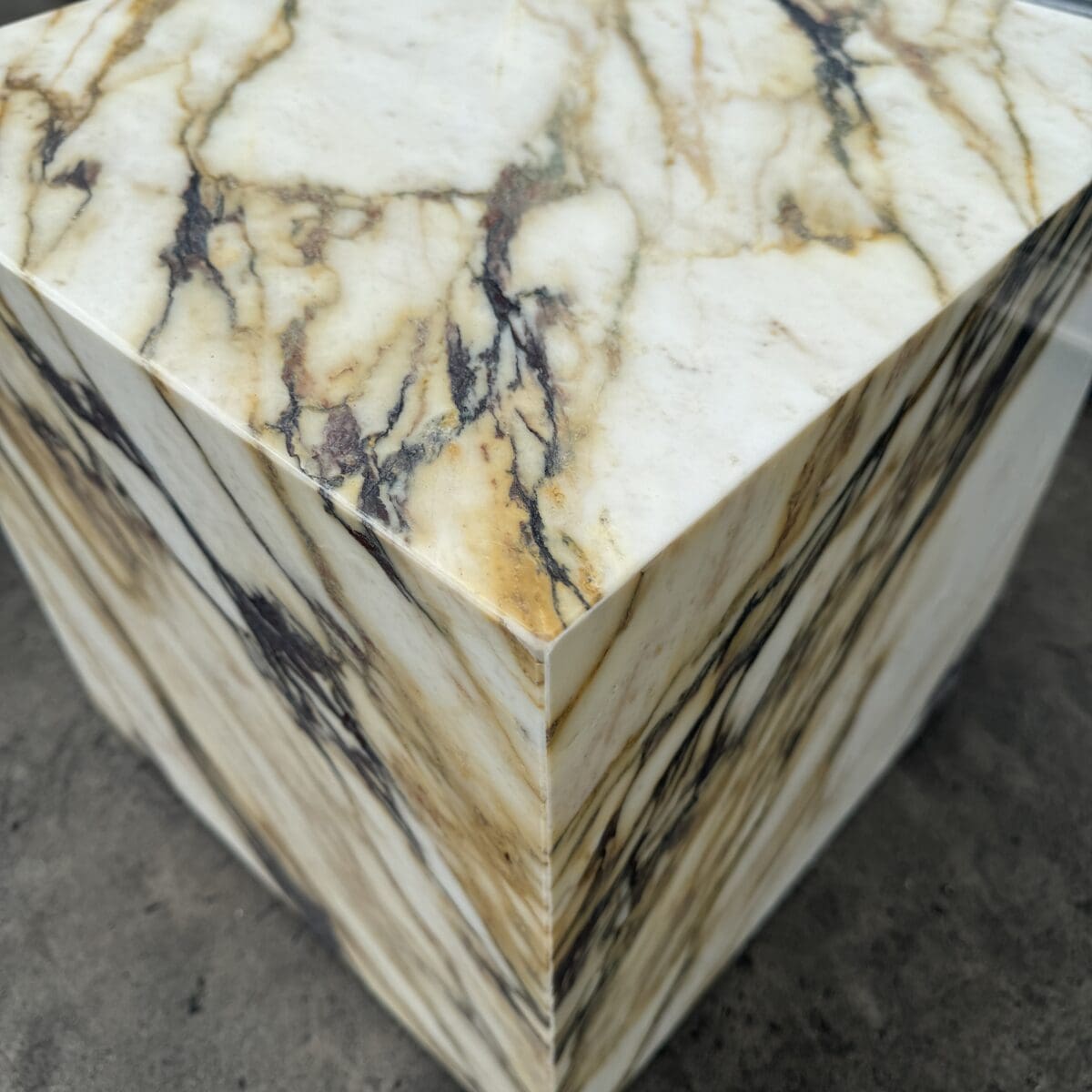 Cube Side Table - Viola Calacatta Marble natural stone furniture New Zealand - Natural Stone Co