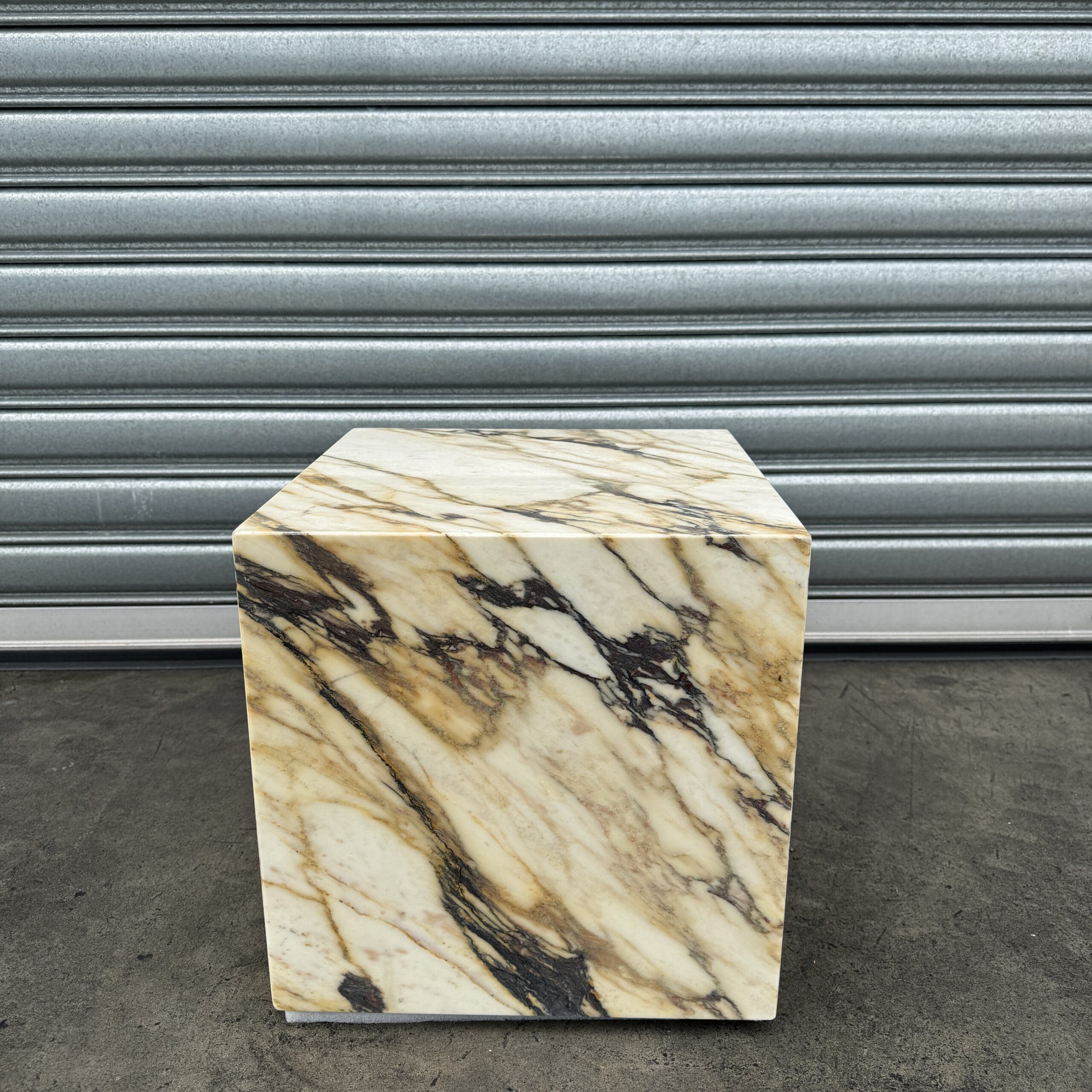 Cube Side Table - Viola Calacatta Marble natural stone furniture New Zealand - Natural Stone Co
