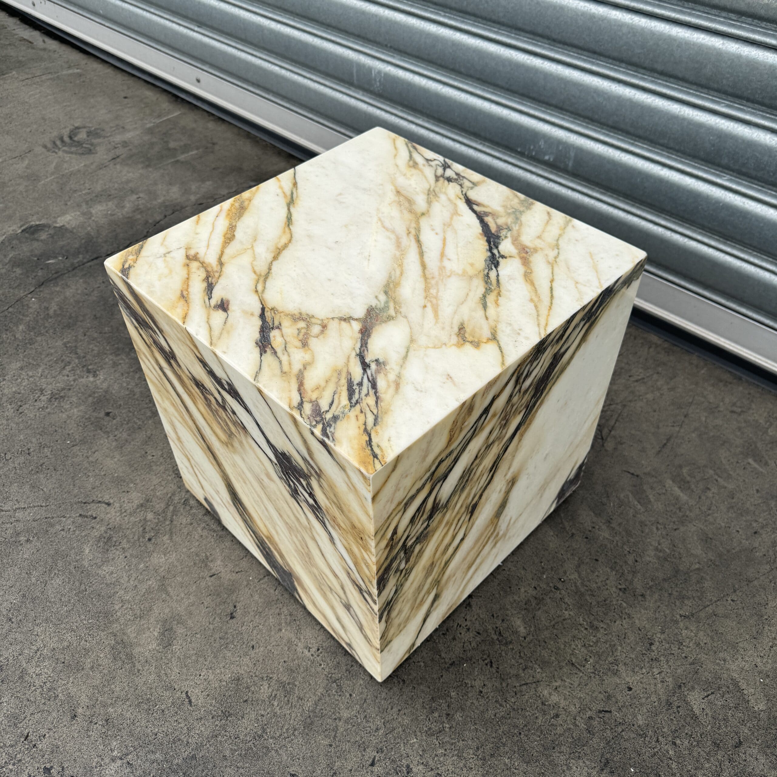 Cube Side Table - Viola Calacatta Marble natural stone furniture New Zealand - Natural Stone Co