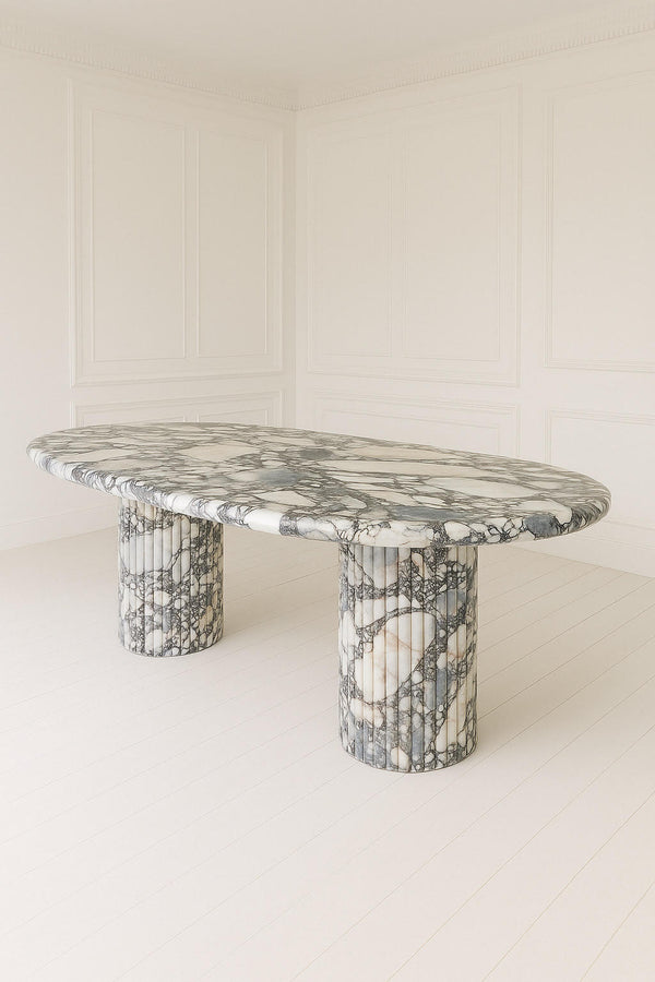 Oval Dining Table - Milky Blue