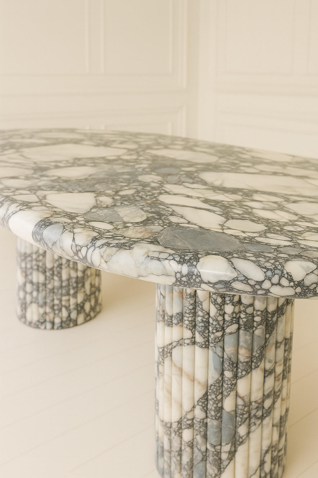 Oval Dining Table - Milky Blue