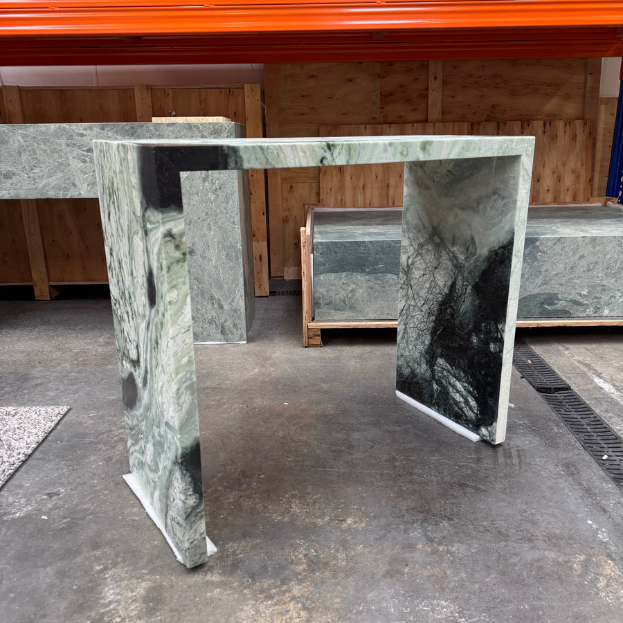 Mini Waterfall Hallway Console - Twill Green Marble natural stone furniture New Zealand - Natural Stone Co