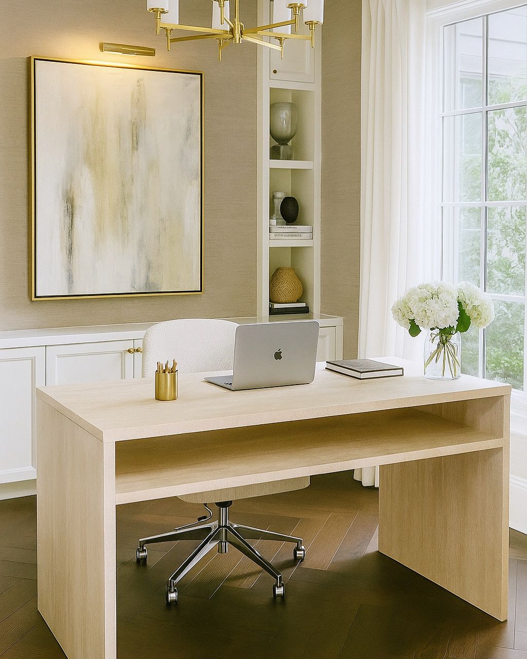 Office Desk Veincut Travertine natural stone furniture New Zealand - Natural Stone Co