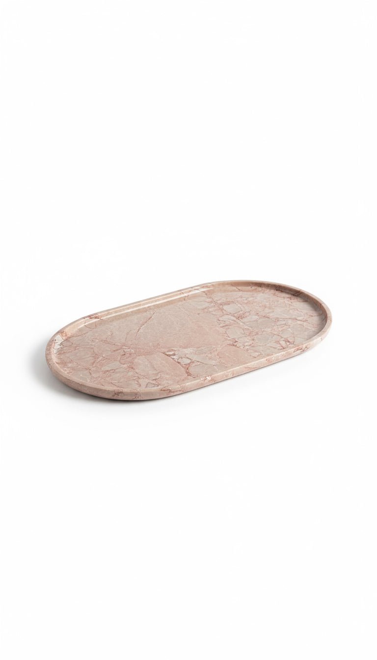 Oval Concave Tray - Pearl Pink Blush Marble natural stone furniture New Zealand - Natural Stone Co