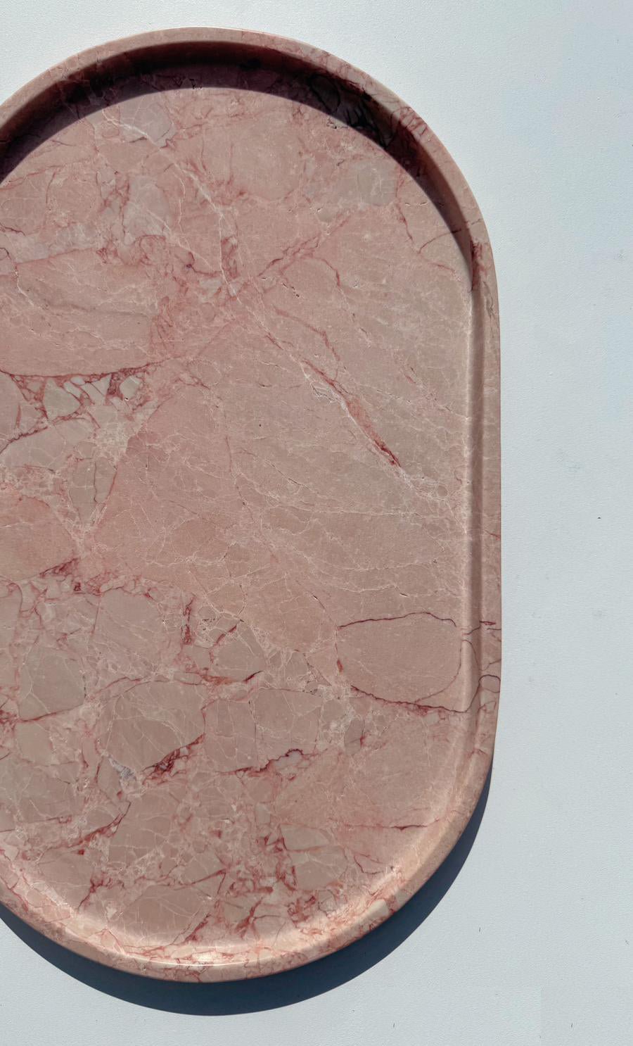 Oval Concave Tray - Pearl Pink Blush Marble natural stone furniture New Zealand - Natural Stone Co
