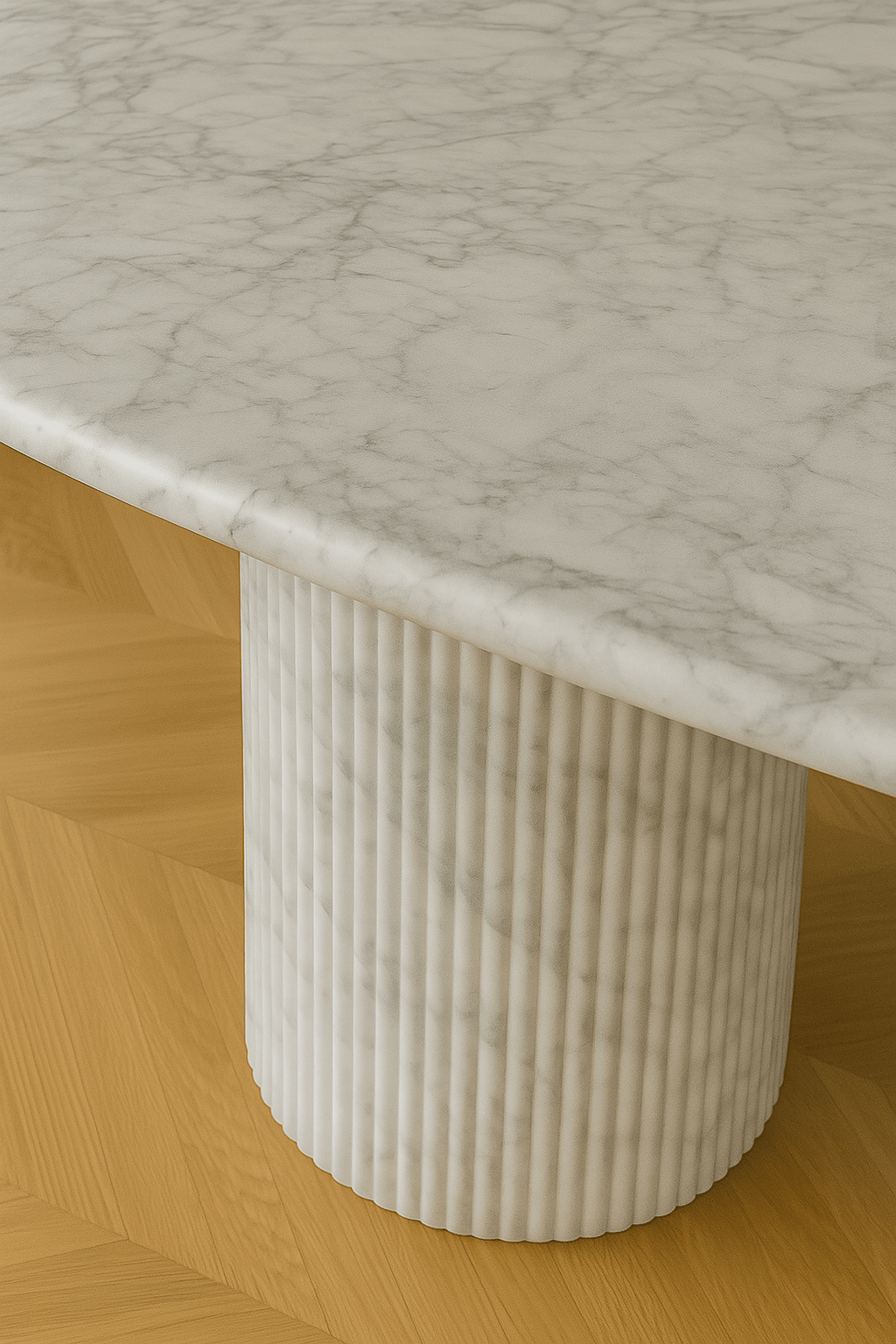 Oval Dining Table - Carrara Marble natural stone furniture New Zealand - Natural Stone Co