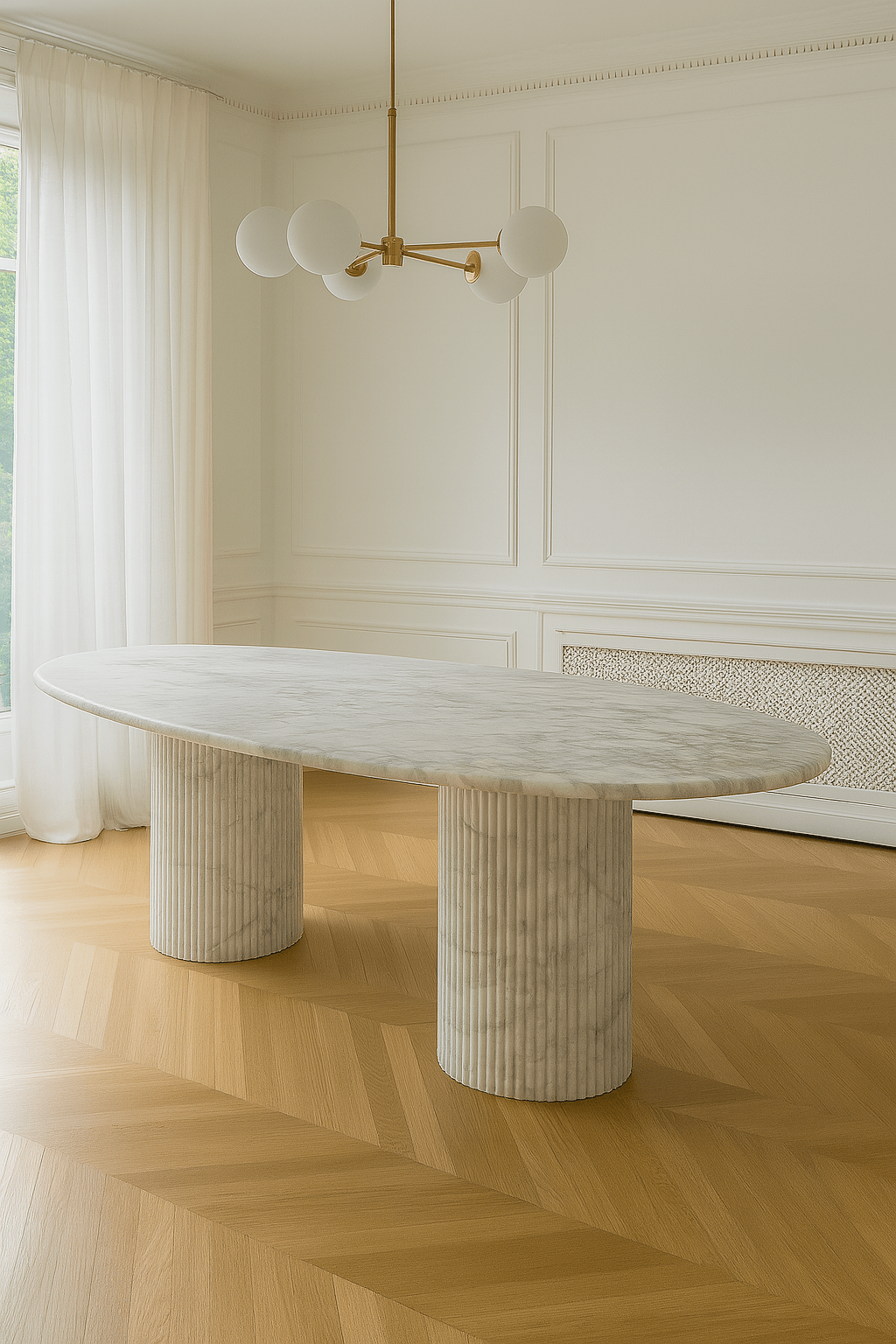 Oval Dining Table - Carrara Marble natural stone furniture New Zealand - Natural Stone Co