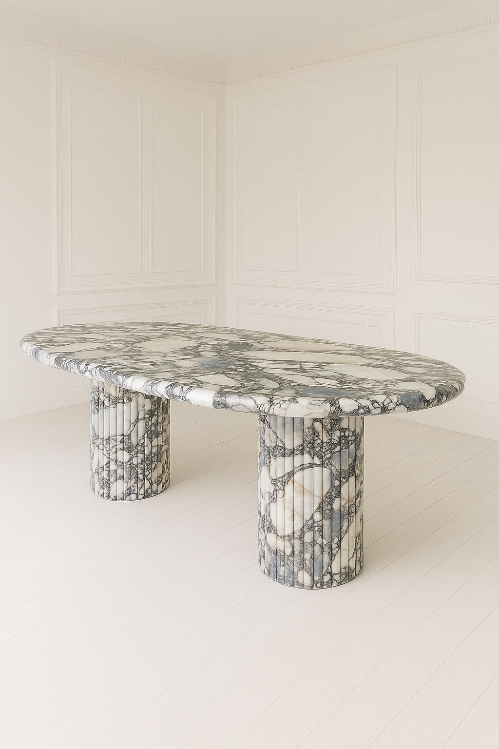 Oval Dining Table - Milky Blue natural stone furniture New Zealand - Natural Stone Co