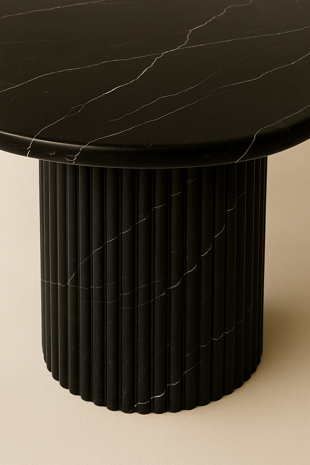 Oval Dining Table - Noir Marquina natural stone furniture New Zealand - Natural Stone Co