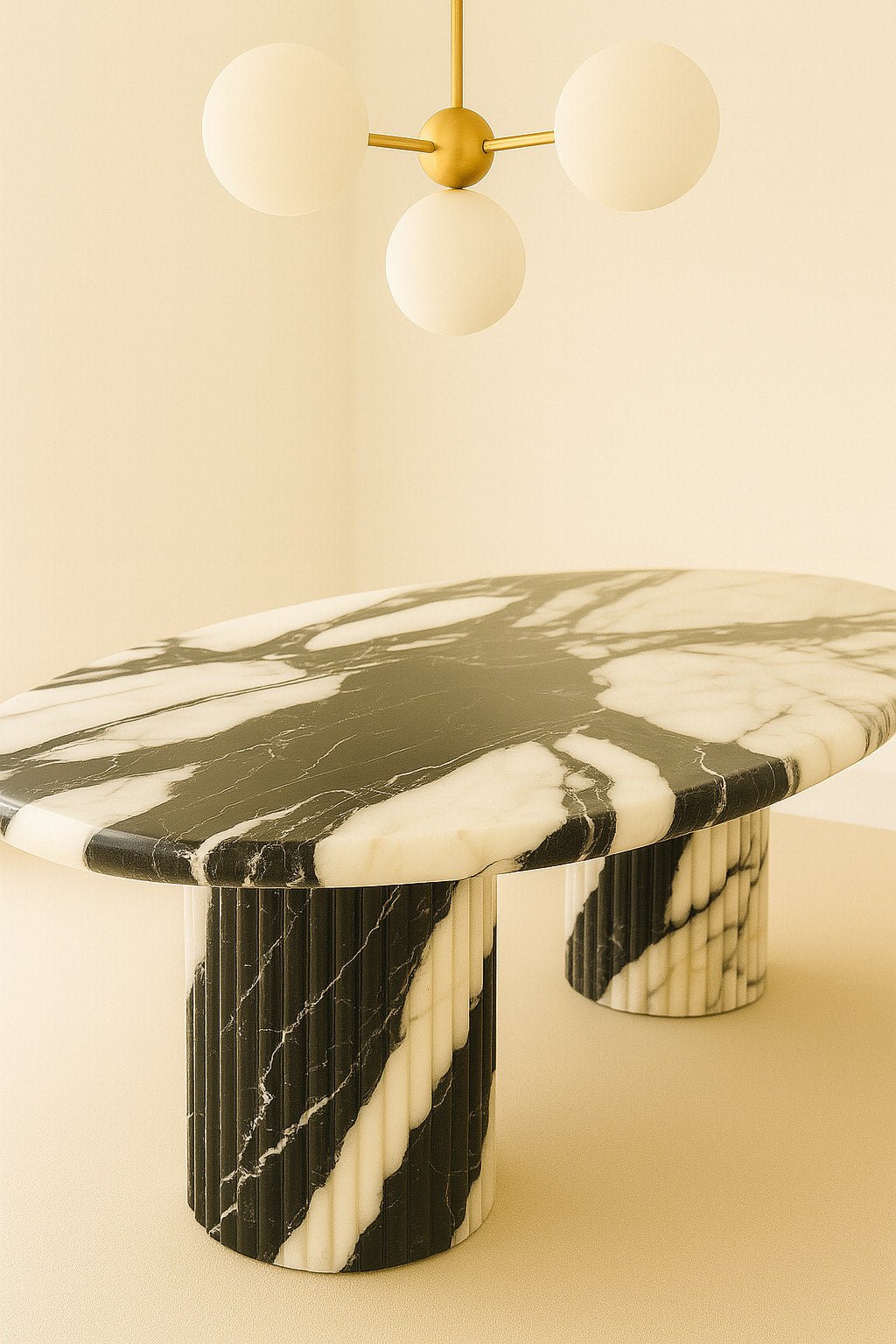Oval Dining Table - Panda Marble natural stone furniture New Zealand - Natural Stone Co