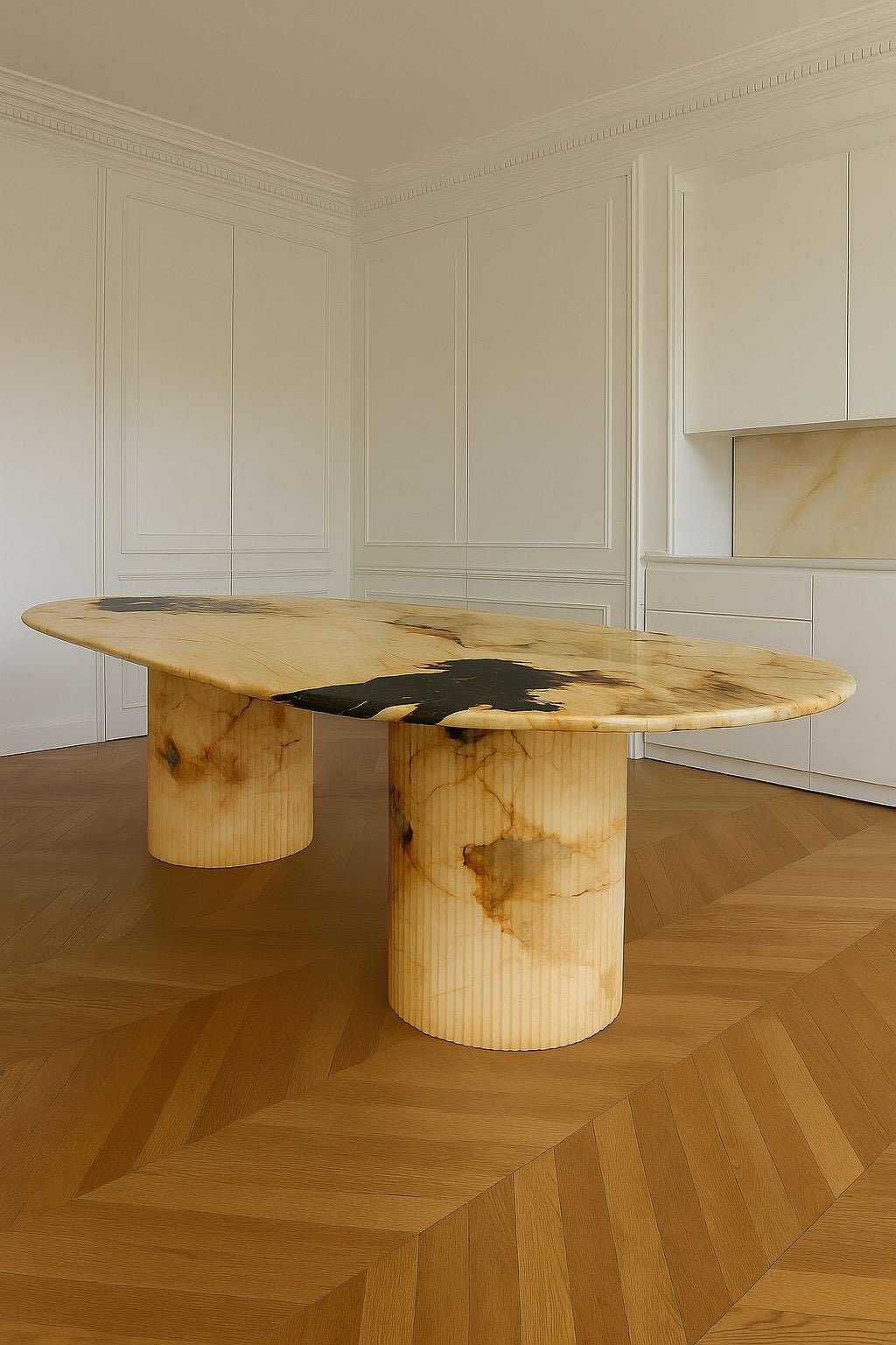 Oval Dining Table - Patagonia Quartzite natural stone furniture New Zealand - Natural Stone Co