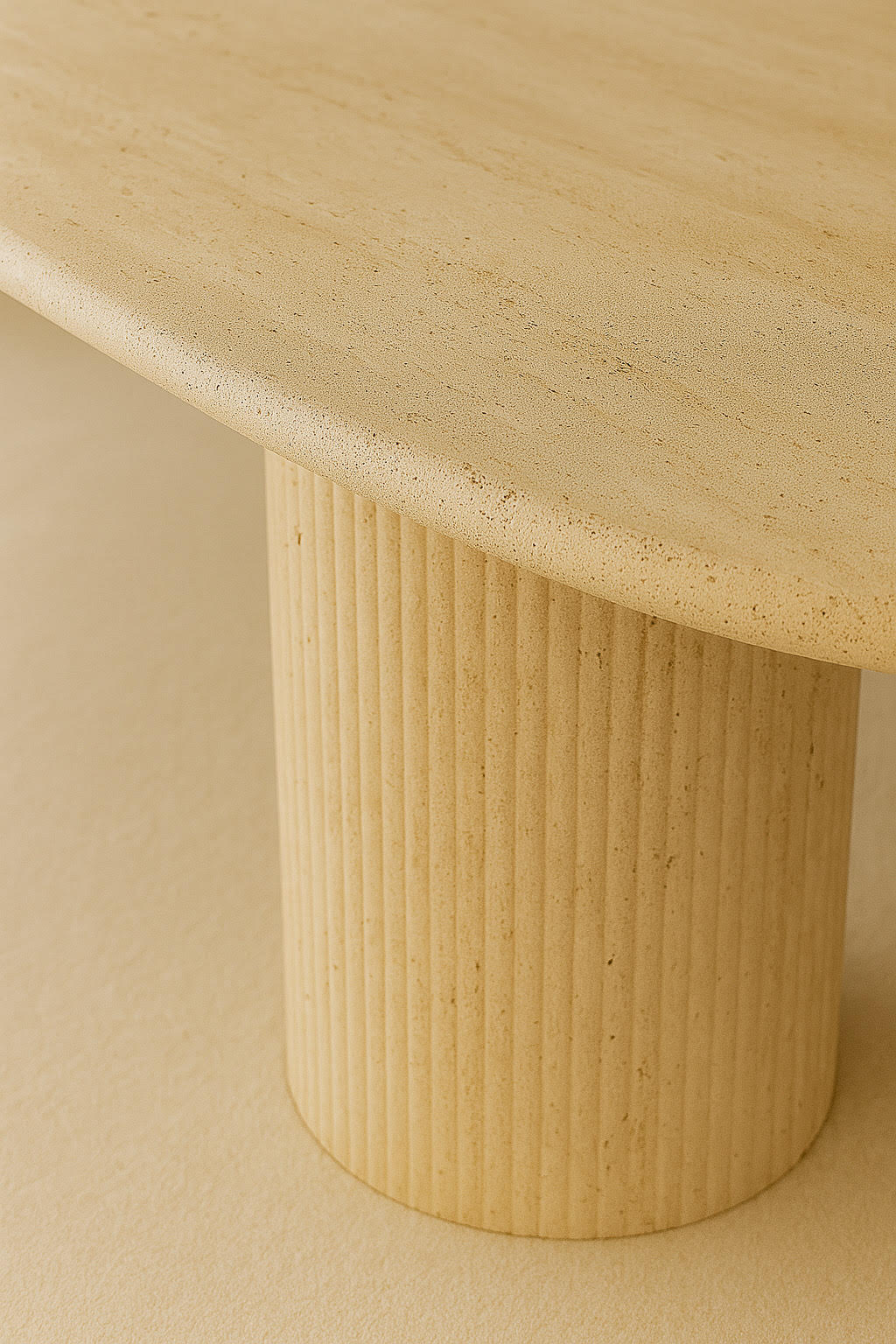 Oval Dining Table - Vein Cut Travertine natural stone furniture New Zealand - Natural Stone Co