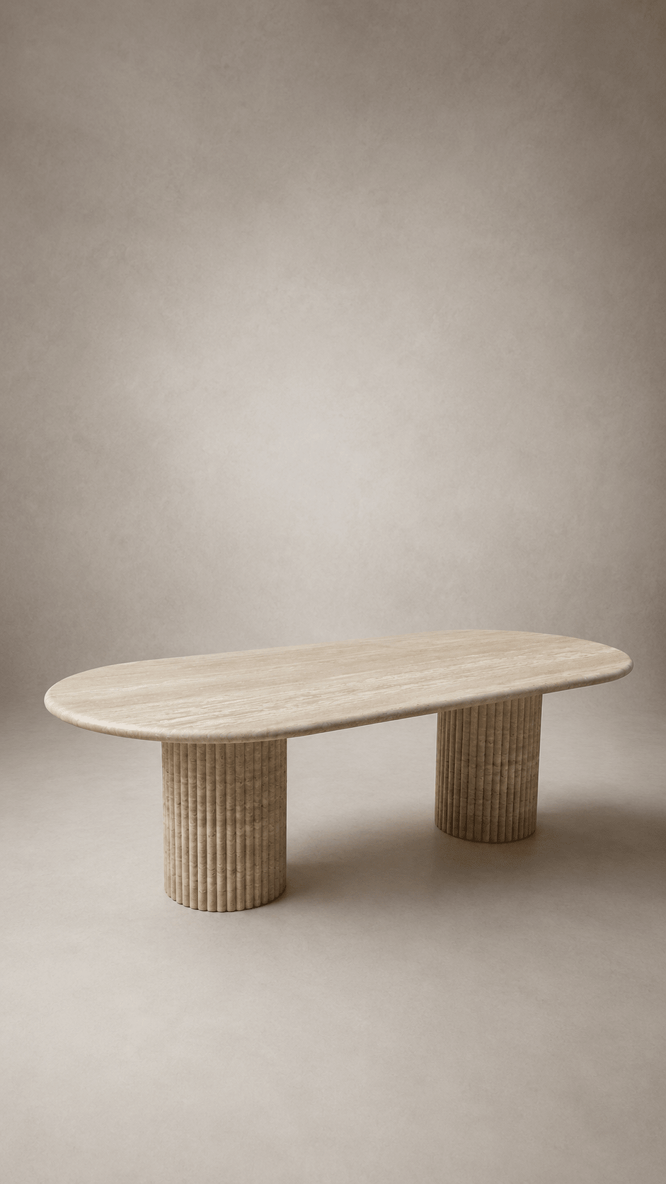 Oval Dining Table - Vein Cut Travertine natural stone furniture New Zealand - Natural Stone Co