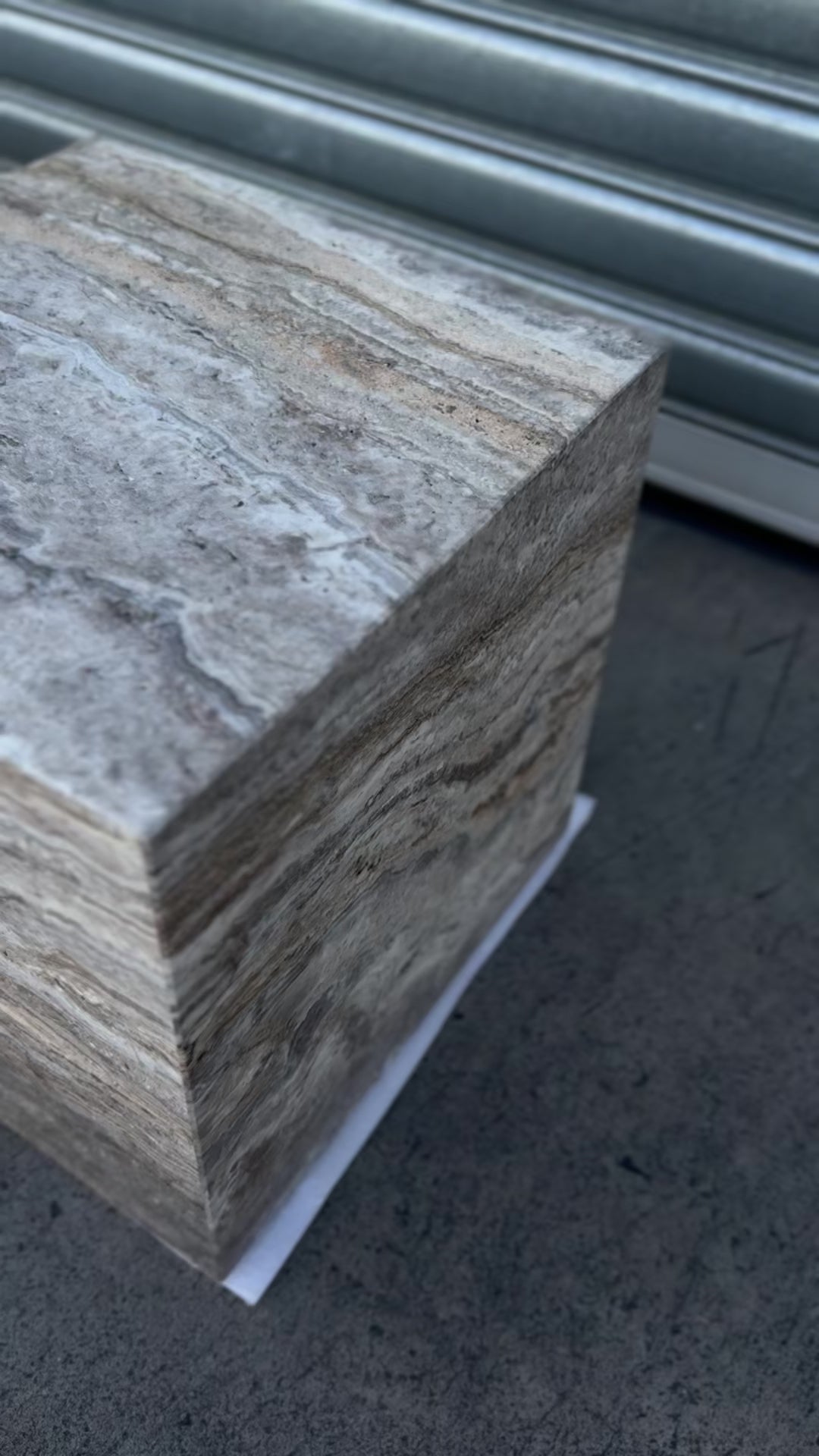 Cube Side Table - Silver Travertine