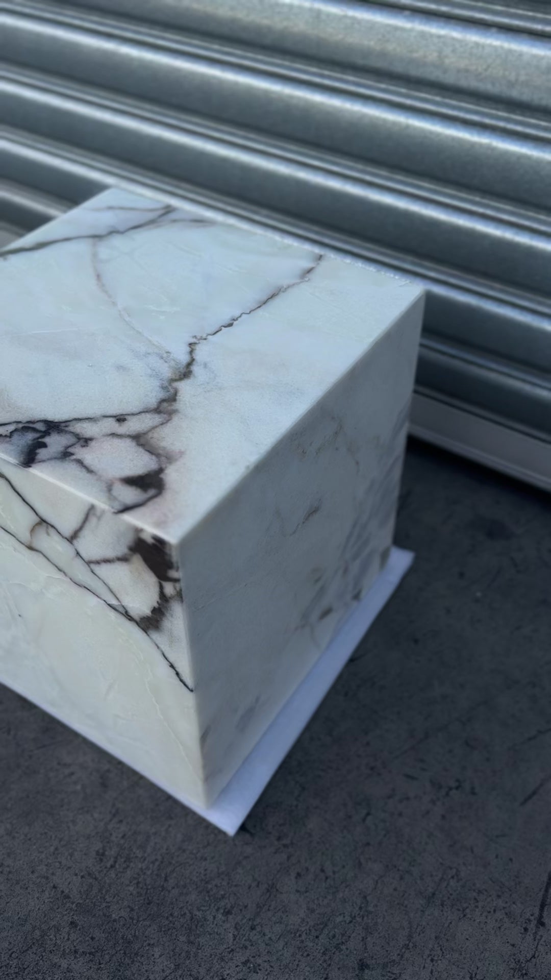 Cube Side Table - White Latte Marble