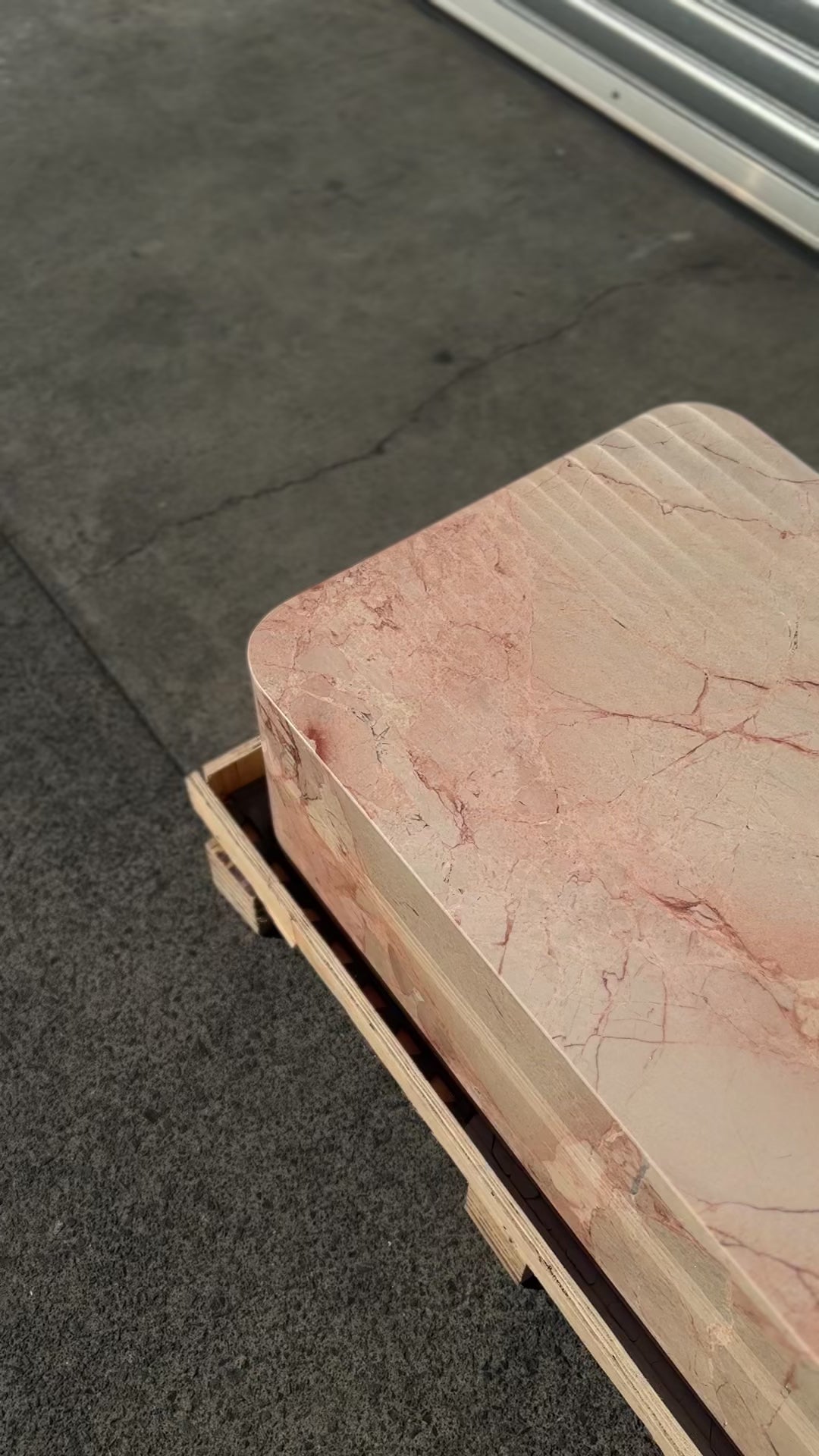 Crescent Corner Coffee Table - Pearl Pink Blush Marble