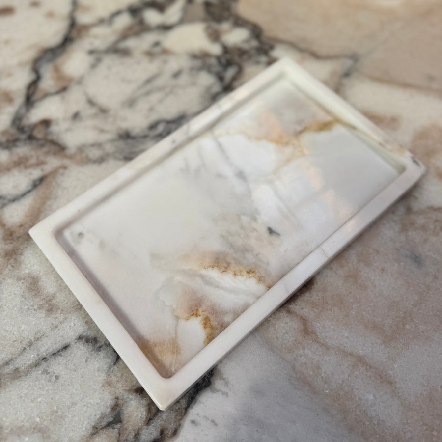 Rectangle Marble Tray - Calacatta Gold 25x15cm natural stone furniture New Zealand - Natural Stone Co