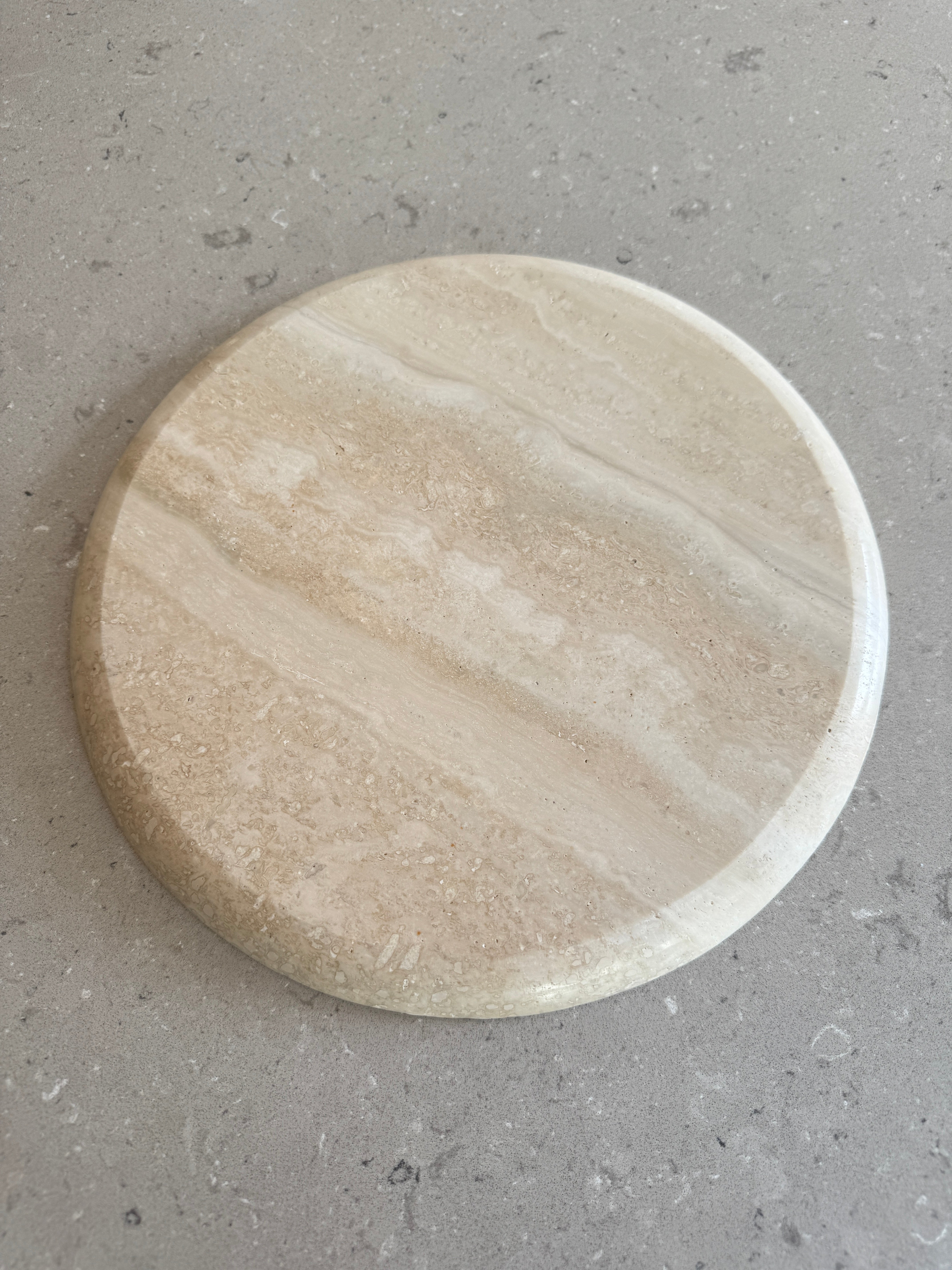 Round Tray - Veincut Travertine natural stone furniture New Zealand - Natural Stone Co