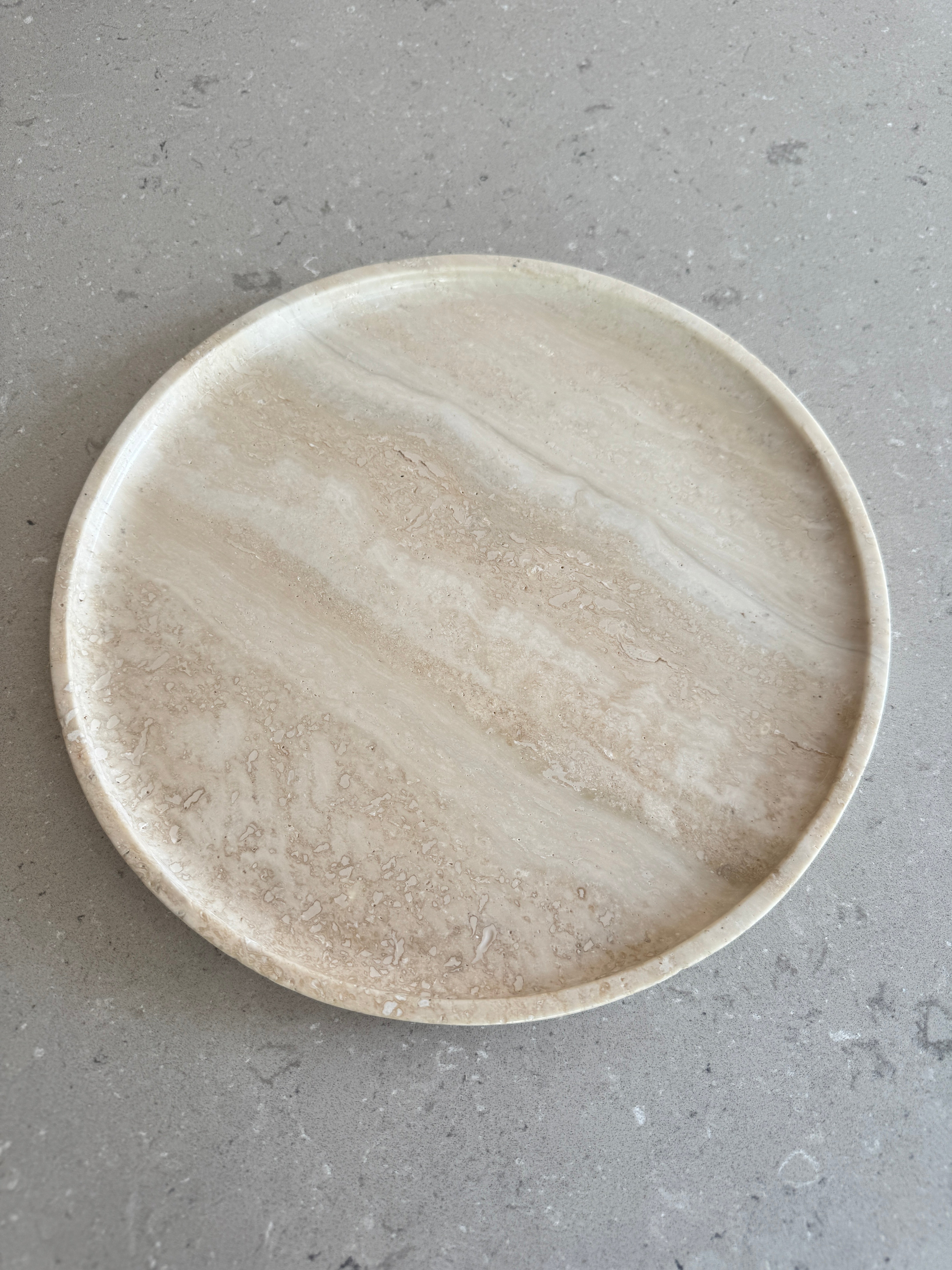 Round Tray - Veincut Travertine natural stone furniture New Zealand - Natural Stone Co