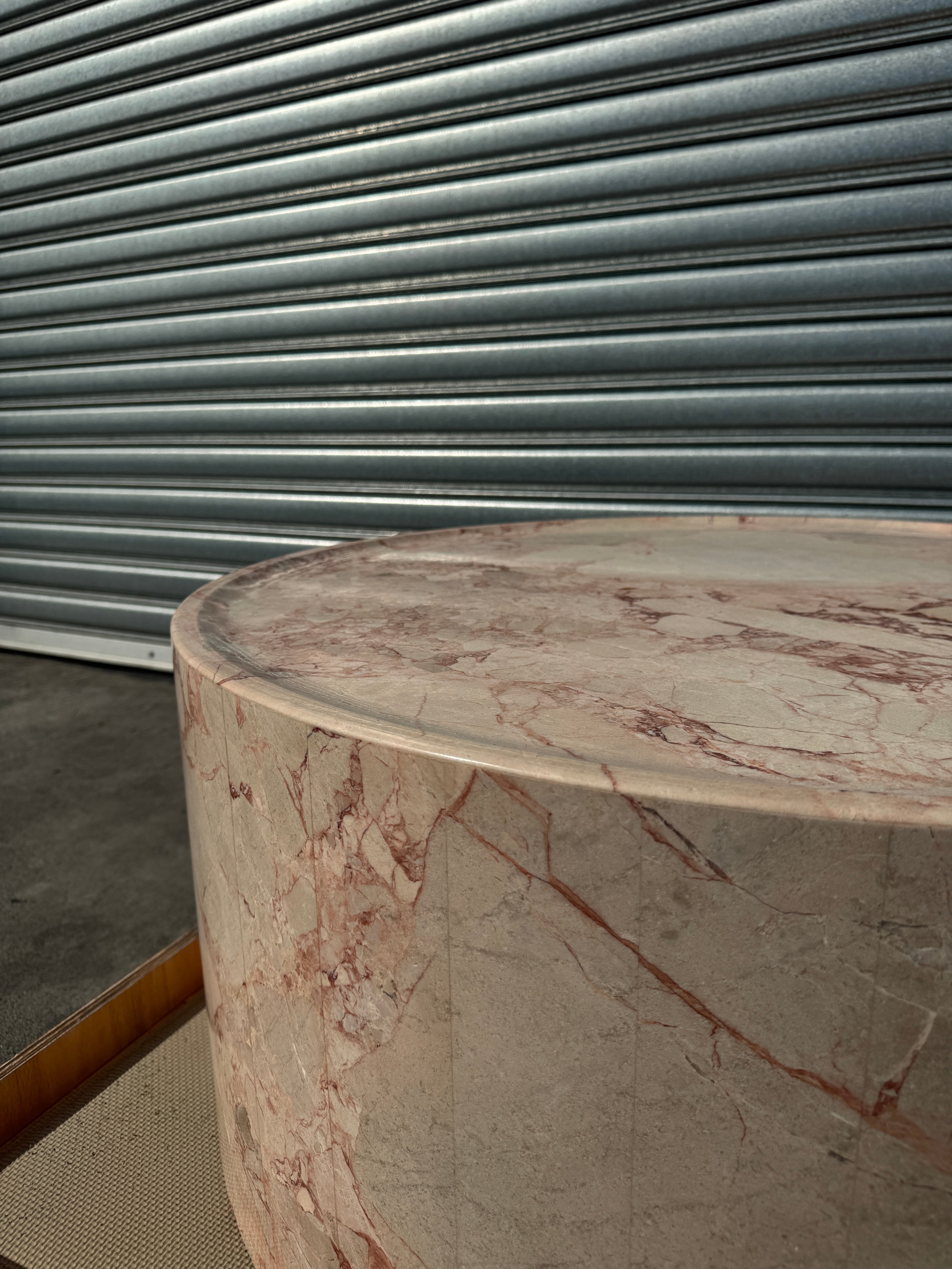 Rounded Coffee Table - Pearl Pink Blush Marble natural stone furniture New Zealand - Natural Stone Co