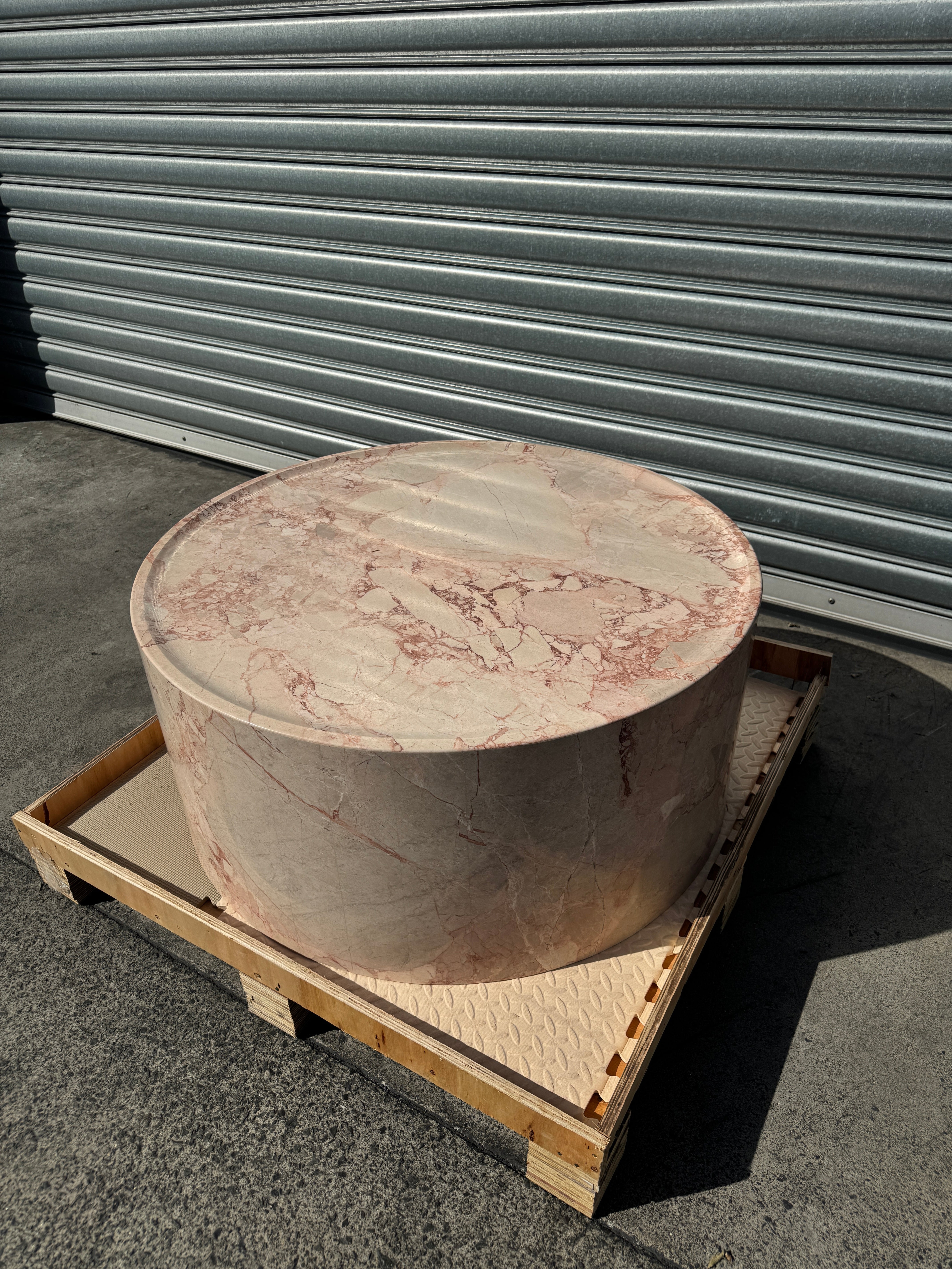 Rounded Coffee Table - Pearl Pink Blush Marble natural stone furniture New Zealand - Natural Stone Co