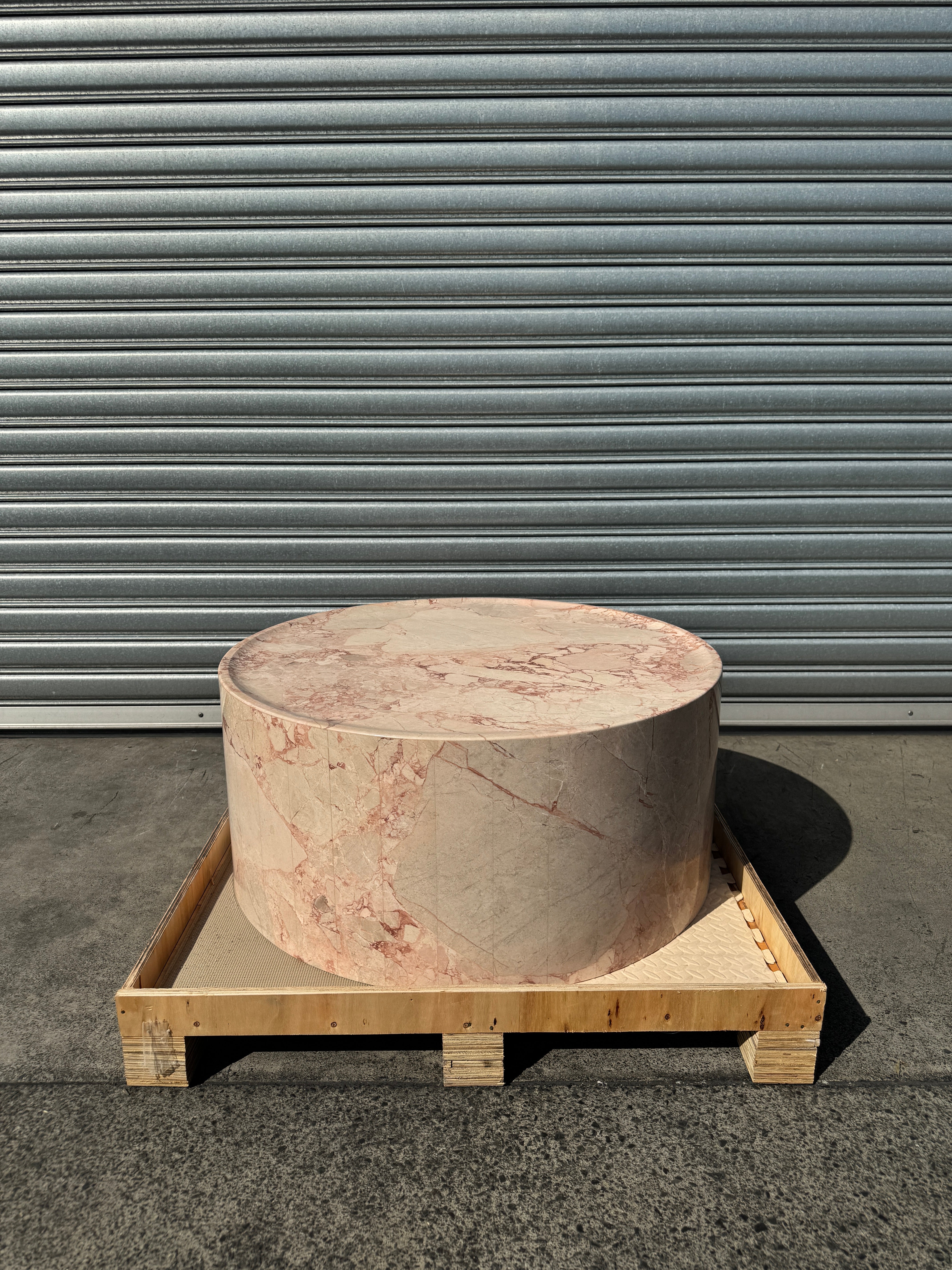 Rounded Coffee Table - Pearl Pink Blush Marble natural stone furniture New Zealand - Natural Stone Co