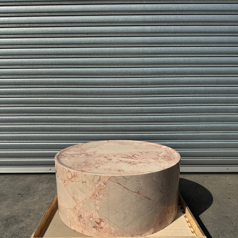 Rounded Coffee Table - Pearl Pink Blush Marble natural stone furniture New Zealand - Natural Stone Co