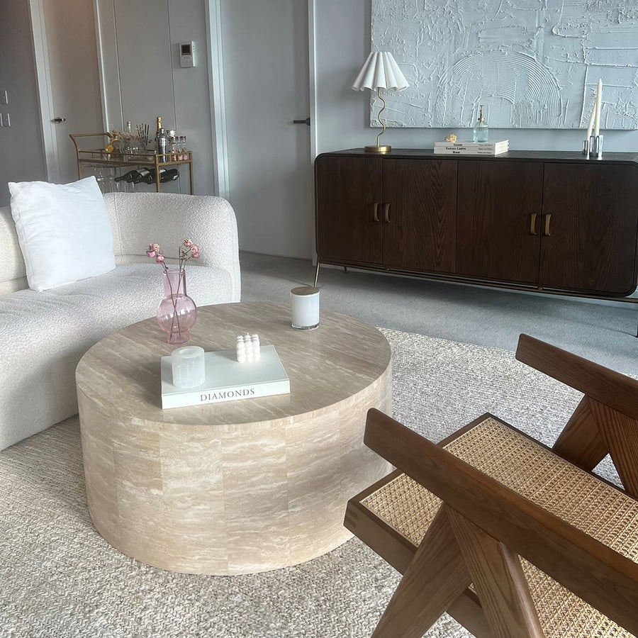 Rounded Coffee Table - Travertine natural stone furniture New Zealand - Natural Stone Co