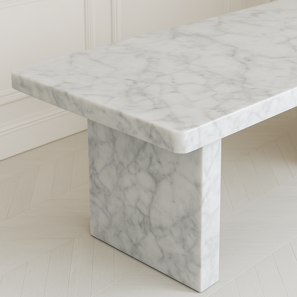 Sachi Dining Table - Carrara Marble natural stone furniture New Zealand - Natural Stone Co
