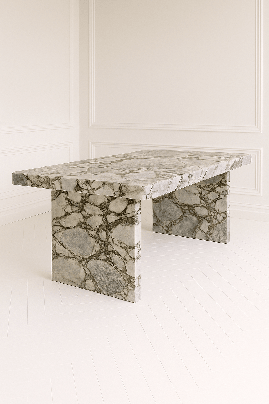 Sachi Dining Table - Milky Blue Marble natural stone furniture New Zealand - Natural Stone Co