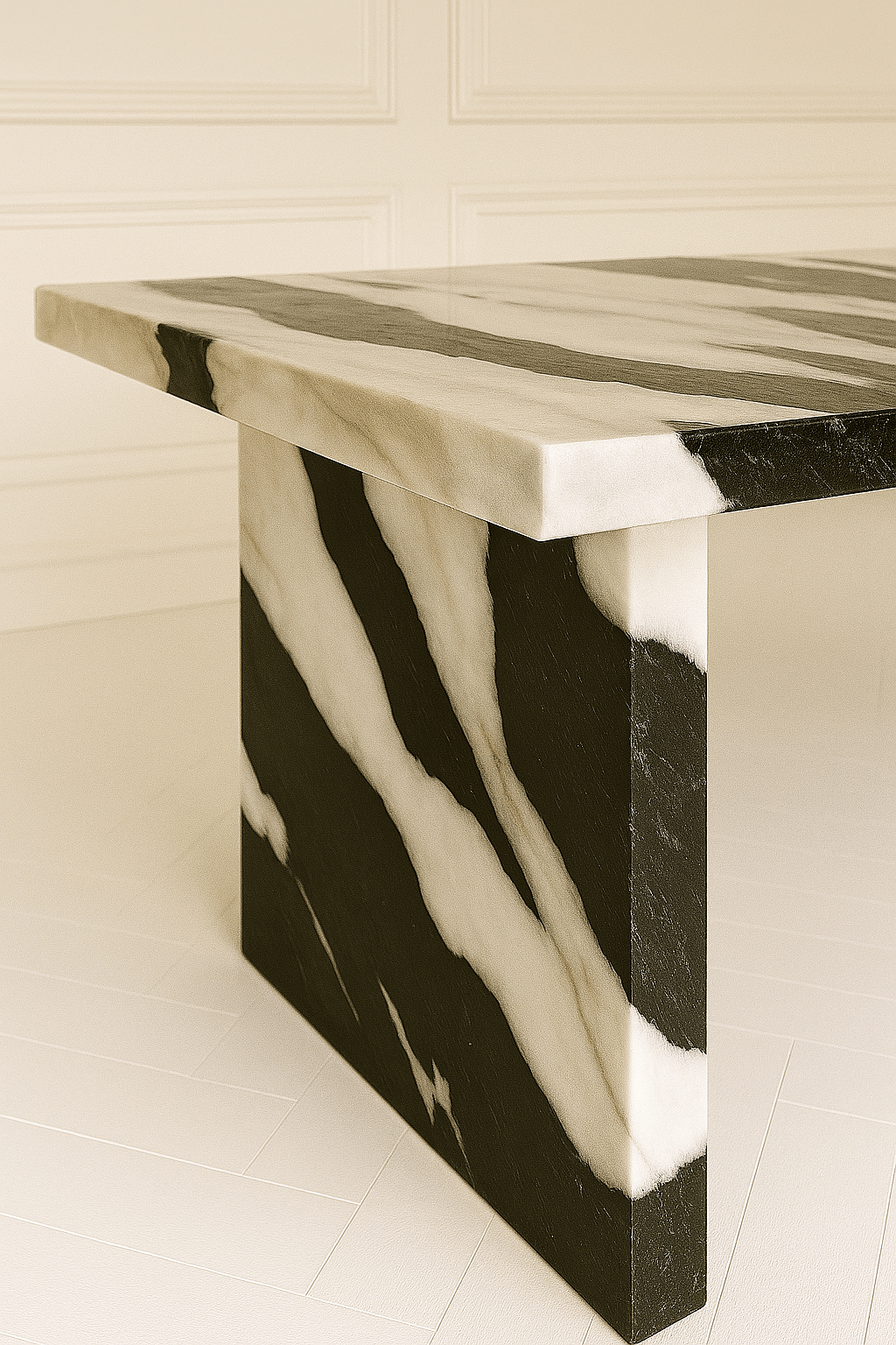 Sachi Dining Table - Panda Marble natural stone furniture New Zealand - Natural Stone Co