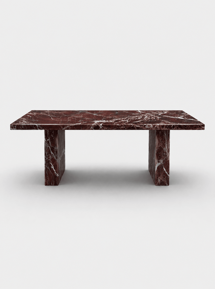 Sachi Dining Table - Rosso Levanto Marble natural stone furniture New Zealand - Natural Stone Co