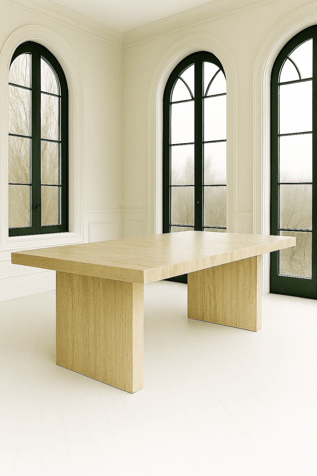Sachi Dining Table - Vein Cut Travertine natural stone furniture New Zealand - Natural Stone Co
