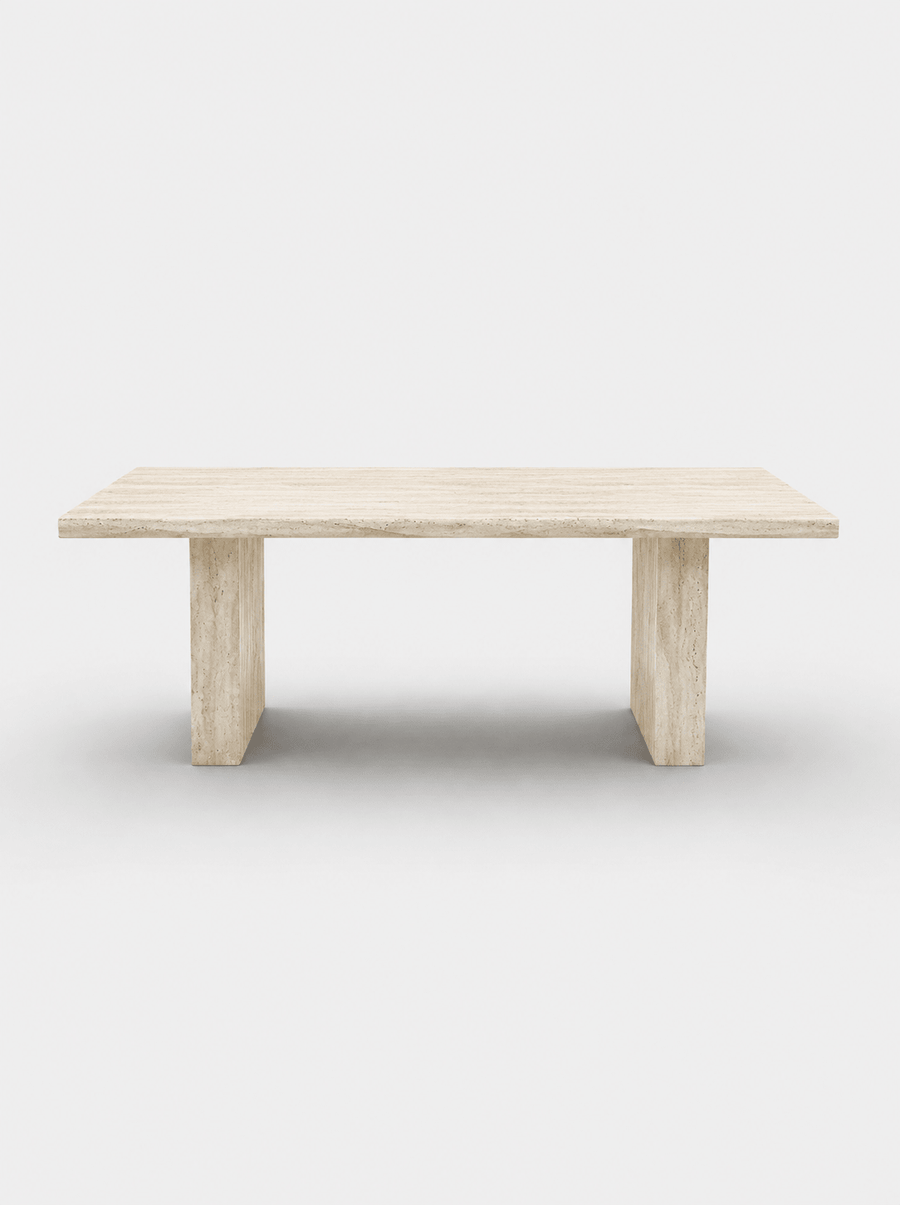 Sachi Dining Table - Vein Cut Travertine natural stone furniture New Zealand - Natural Stone Co