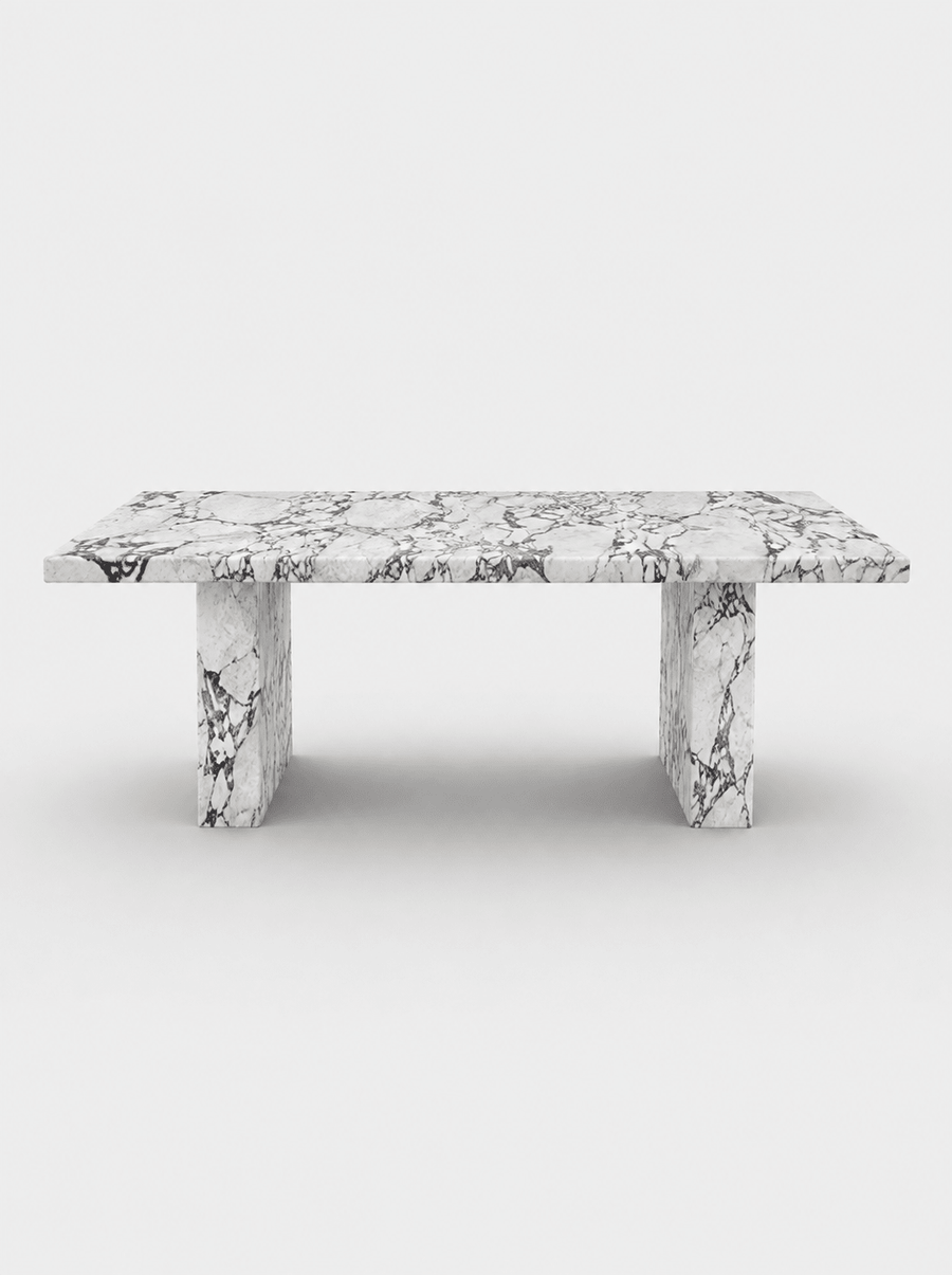 Sachi Dining Table - Viola Calacatta Marble natural stone furniture New Zealand - Natural Stone Co