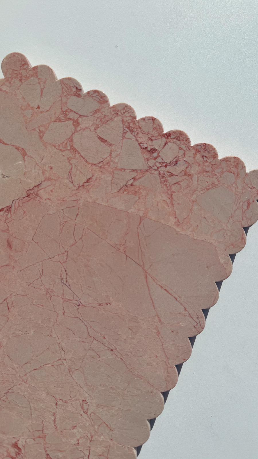 Scalloped Edge Rectangle Tray - Pearl Pink Blush Marble natural stone furniture New Zealand - Natural Stone Co