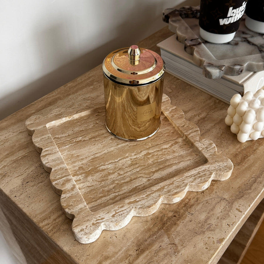 Scalloped Edge Tray - Travertine natural stone furniture New Zealand - Natural Stone Co