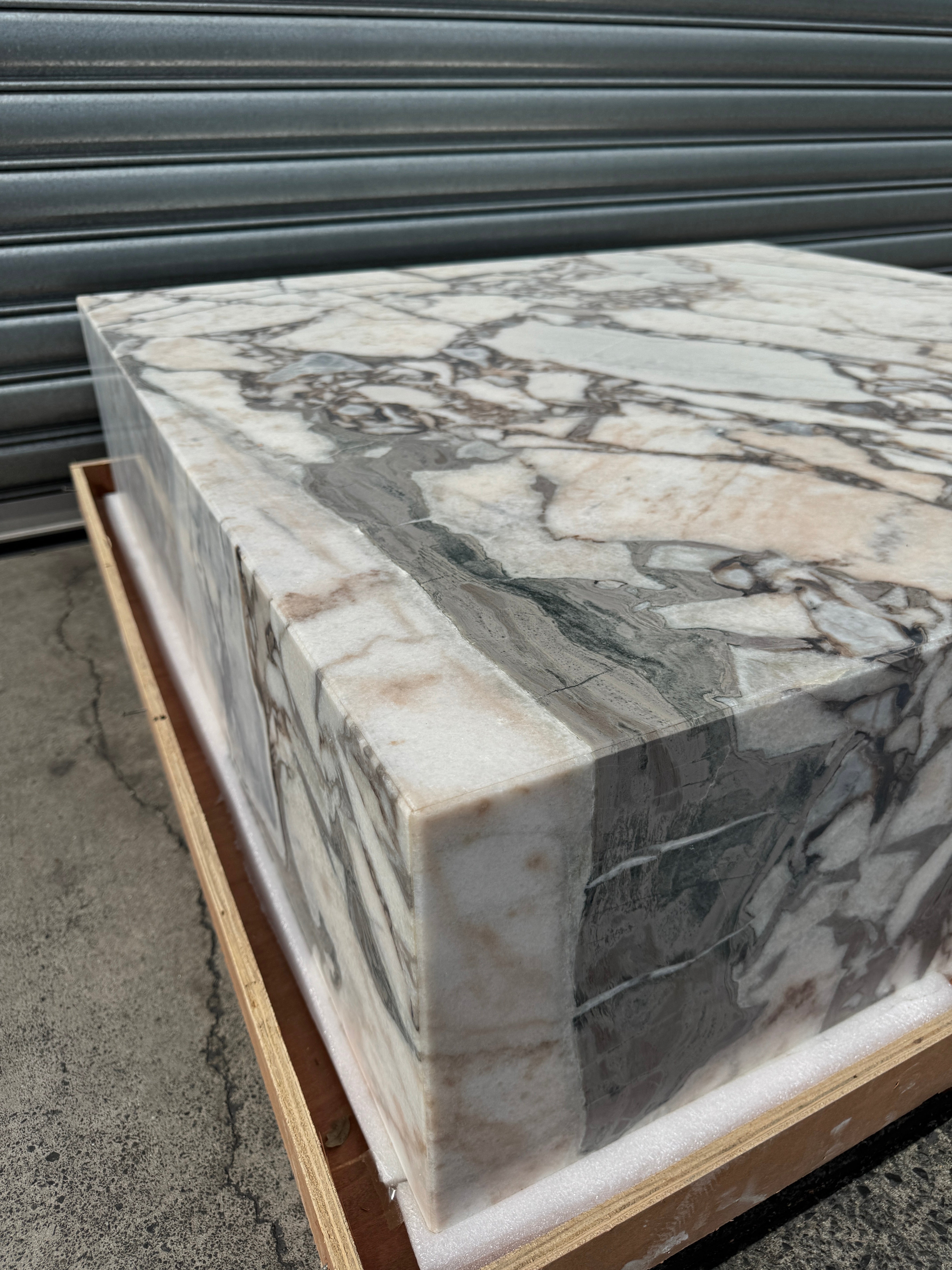 Square Coffee Table - Milky Blue Marble natural stone furniture New Zealand - Natural Stone Co