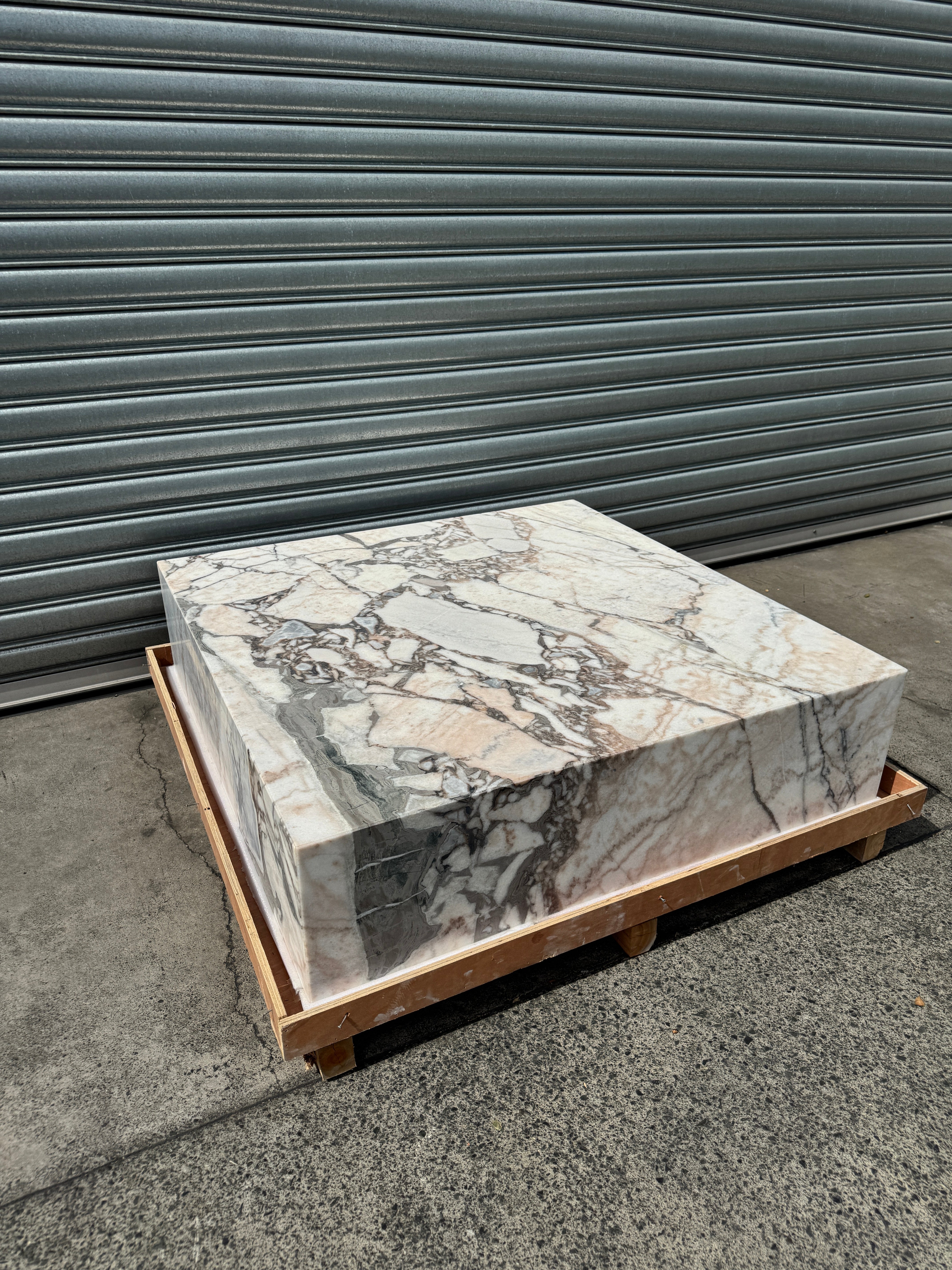 Square Coffee Table - Milky Blue Marble natural stone furniture New Zealand - Natural Stone Co