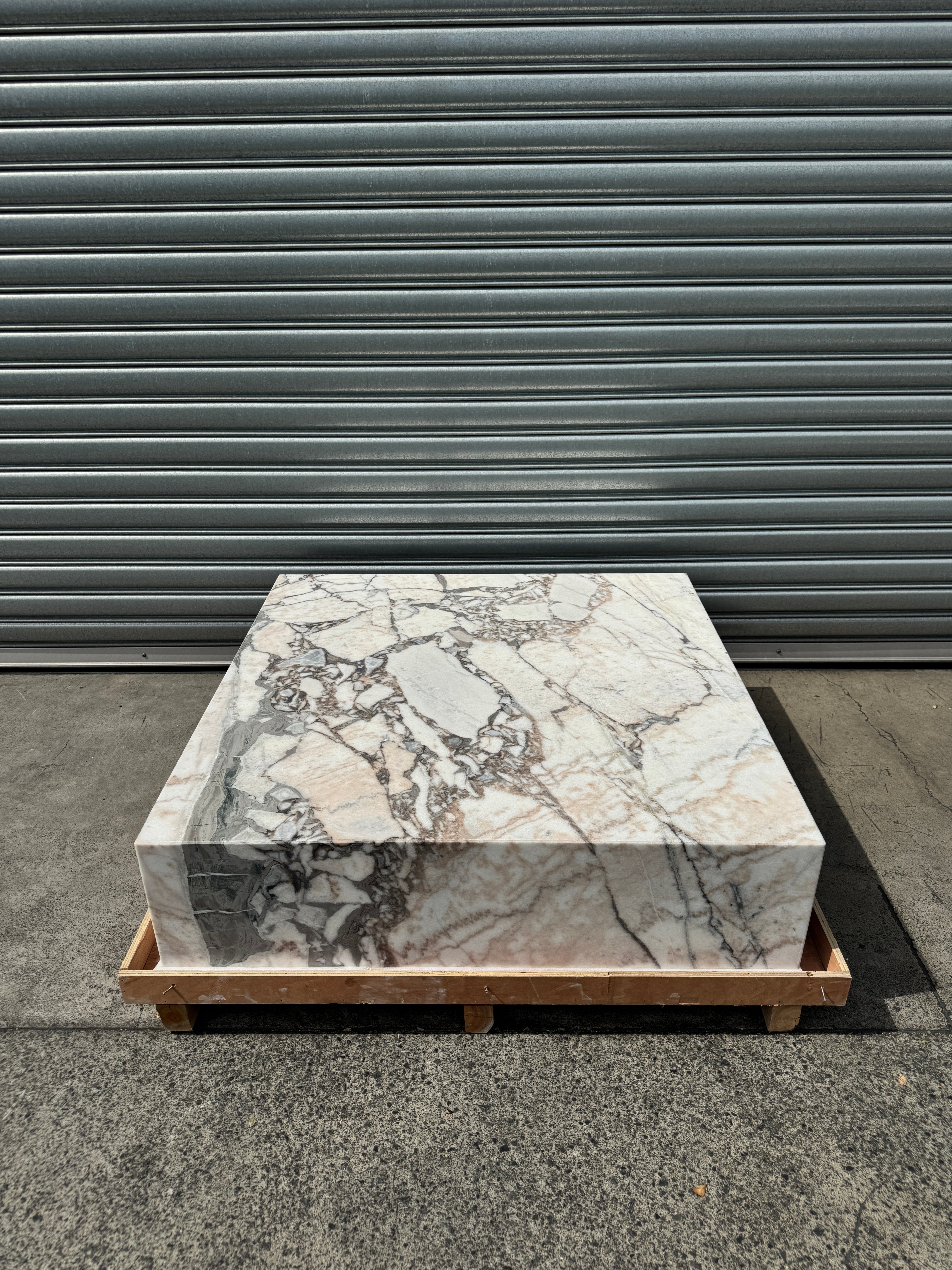 Square Coffee Table - Milky Blue Marble natural stone furniture New Zealand - Natural Stone Co