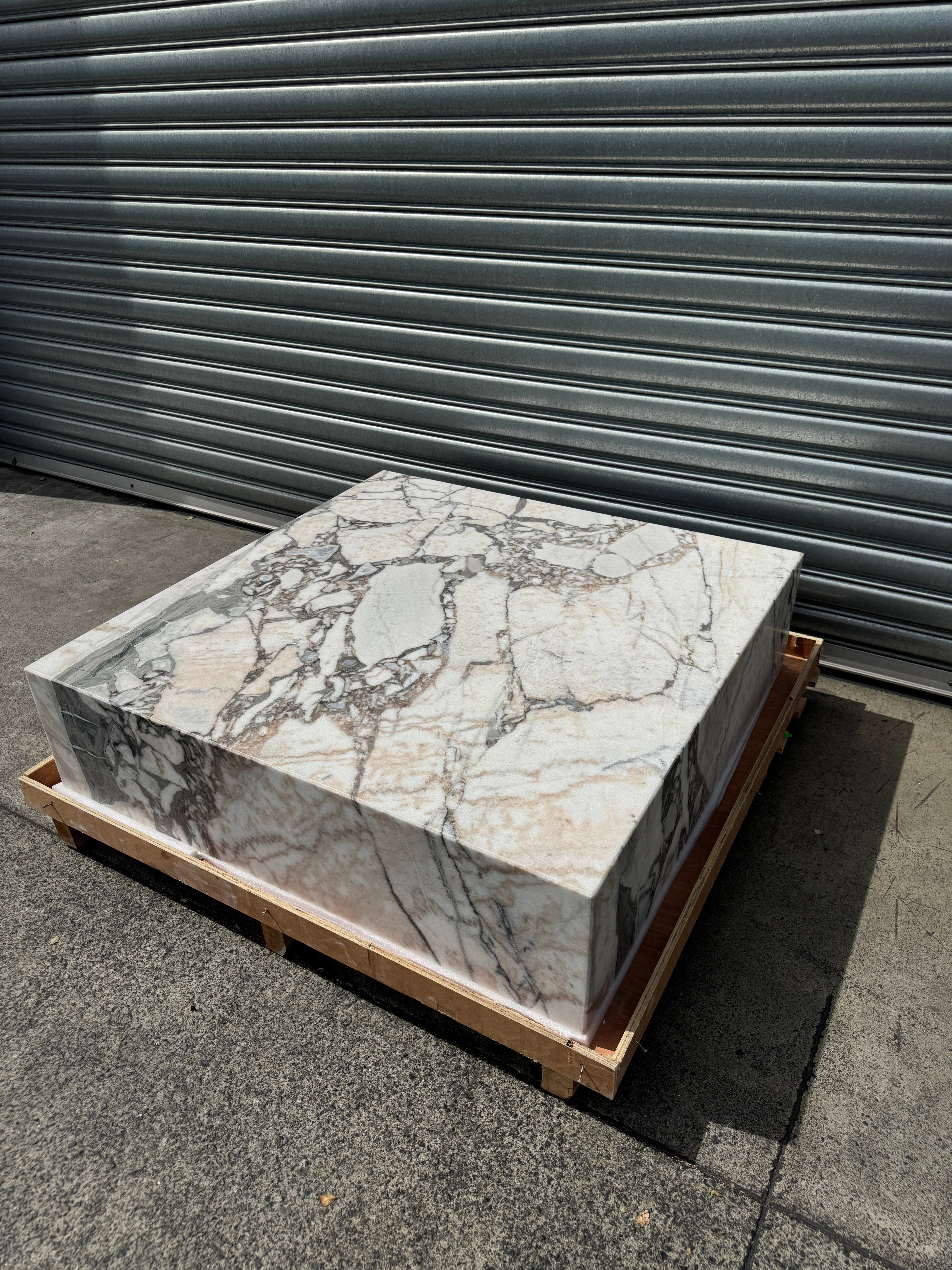 Square Coffee Table - Milky Blue Marble natural stone furniture New Zealand - Natural Stone Co