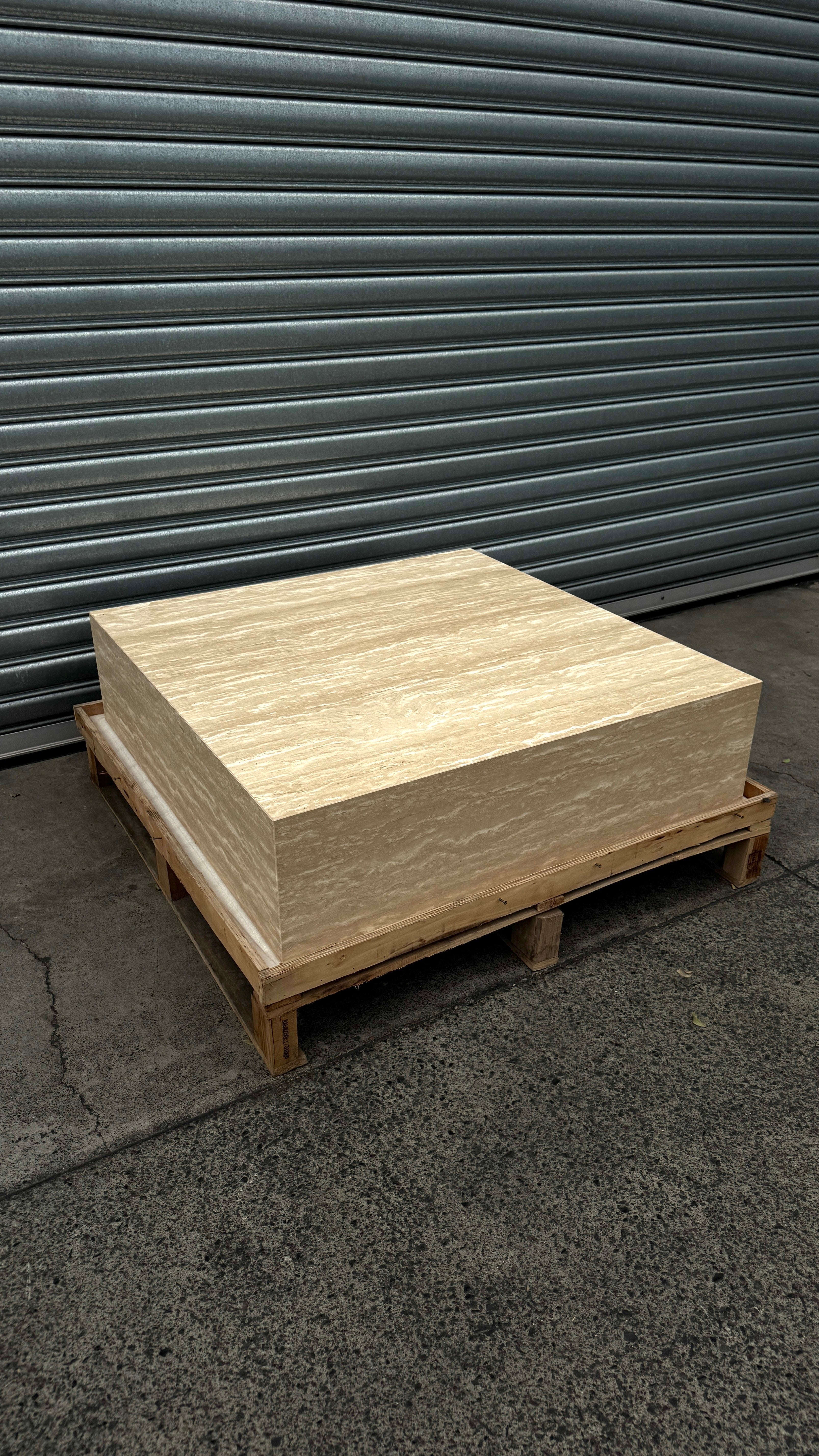 Square Coffee Table - Veincut Travertine natural stone furniture New Zealand - Natural Stone Co