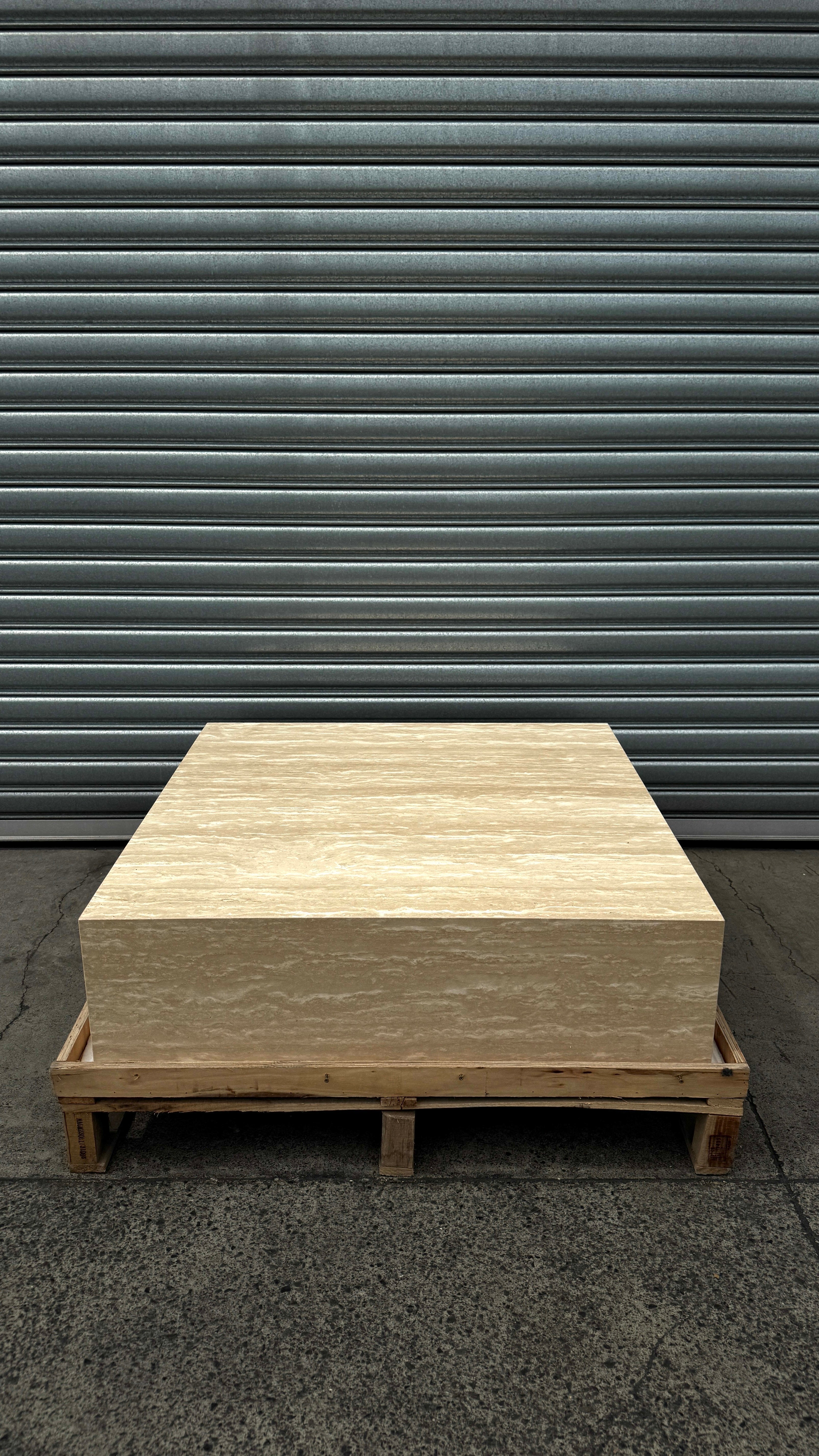 Square Coffee Table - Veincut Travertine natural stone furniture New Zealand - Natural Stone Co