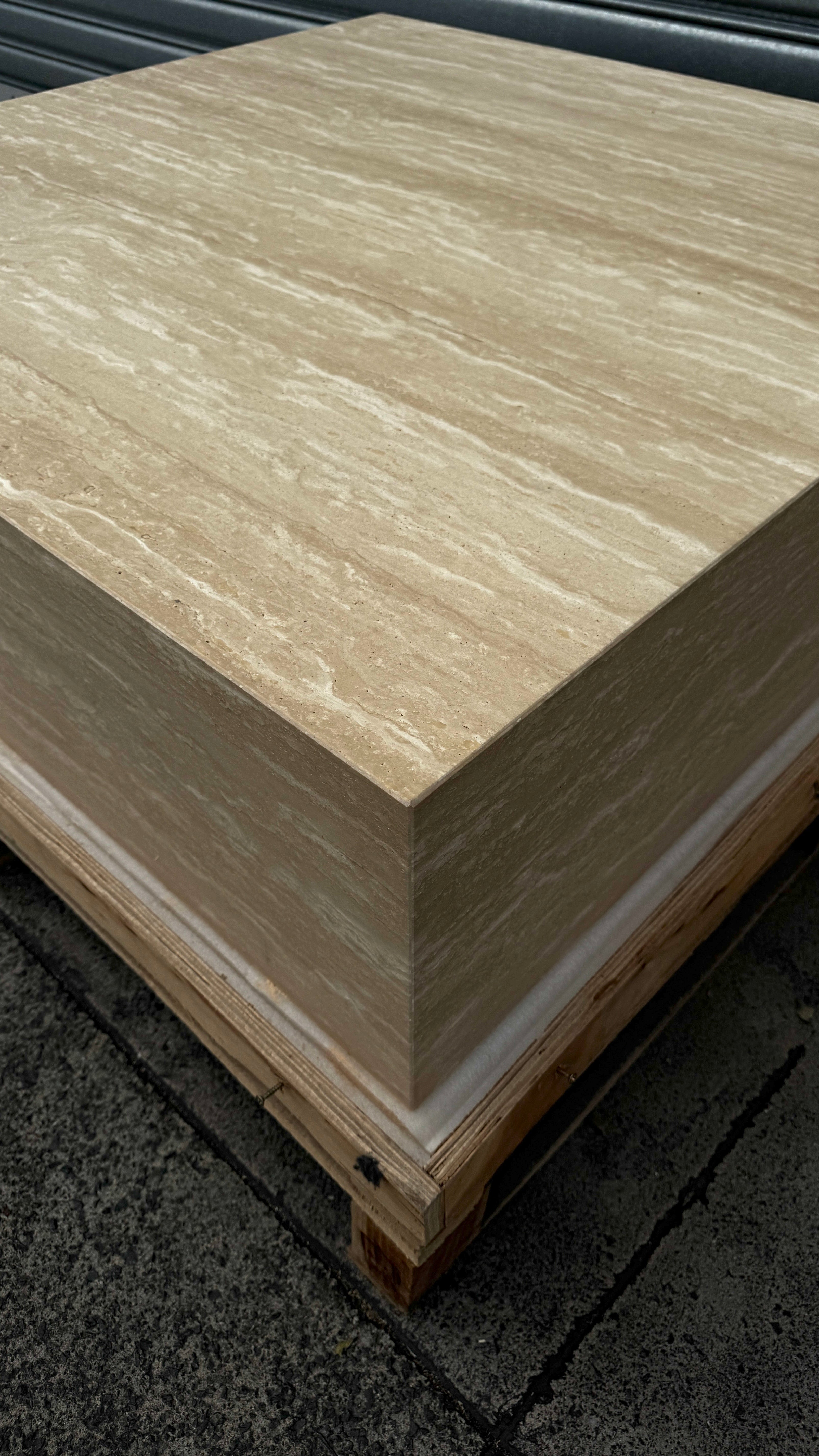 Square Coffee Table - Veincut Travertine natural stone furniture New Zealand - Natural Stone Co