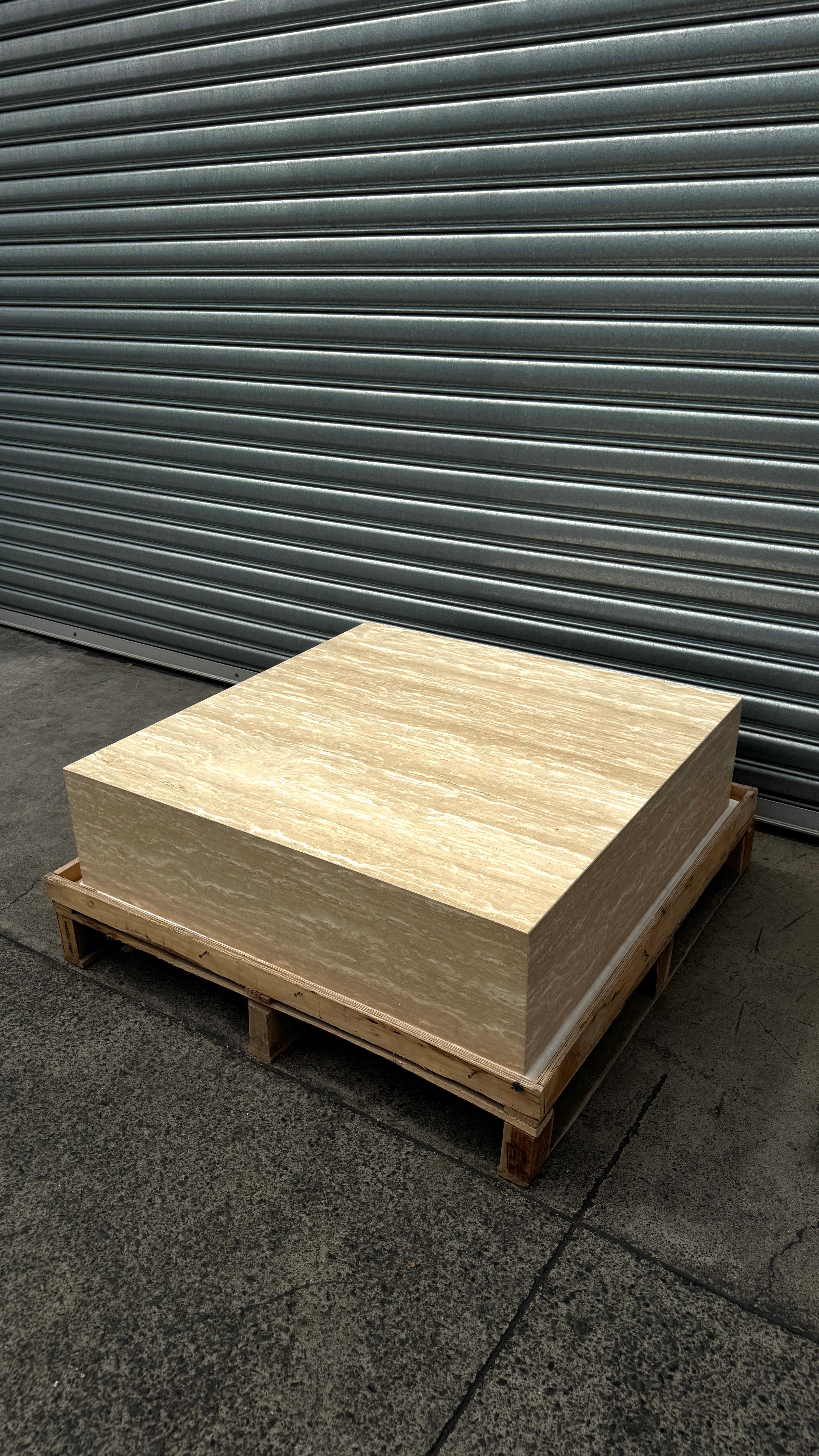 Square Coffee Table - Veincut Travertine natural stone furniture New Zealand - Natural Stone Co