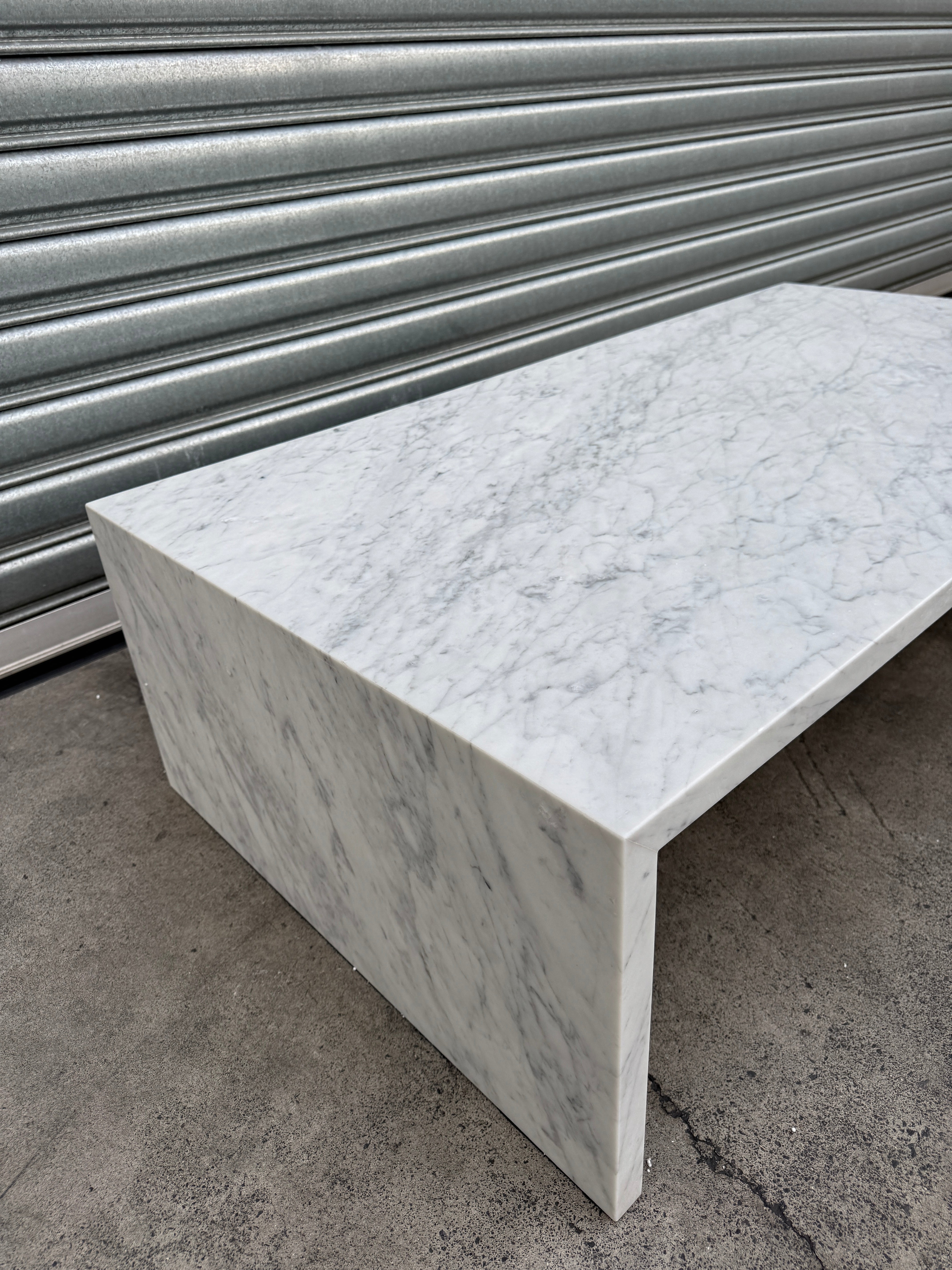 Waterfall Coffee Table - Carrara Marble natural stone furniture New Zealand - Natural Stone Co
