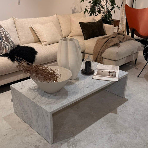 Waterfall Coffee Table - Carrara Marble