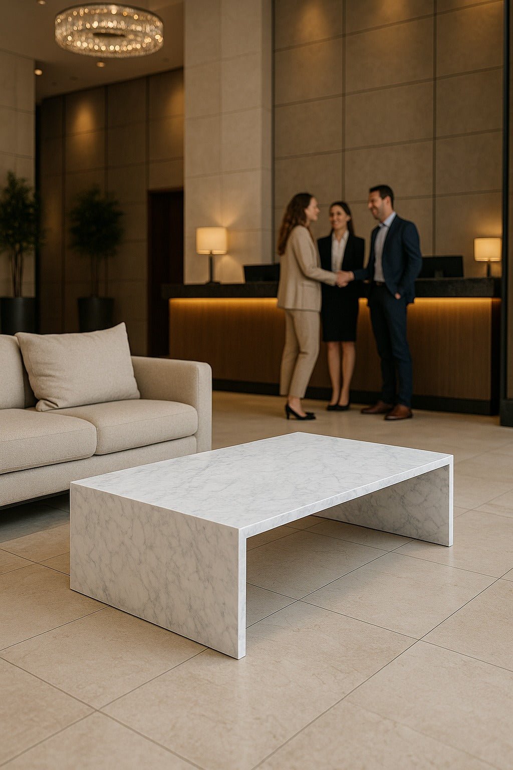 Waterfall Coffee Table - Carrara Marble natural stone furniture New Zealand - Natural Stone Co